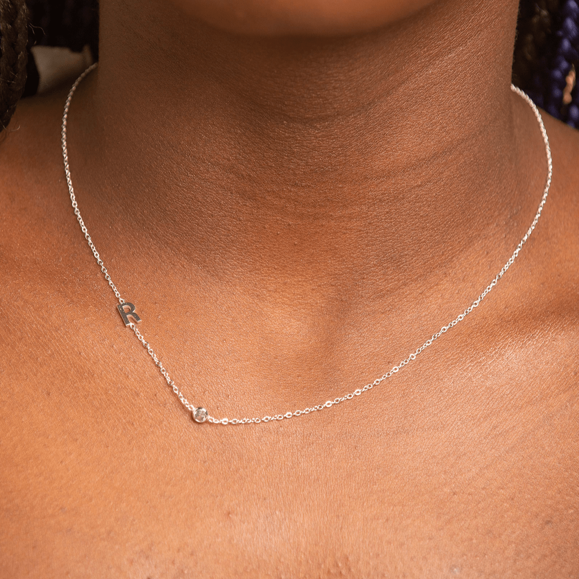 Sideways Pave Letter Necklace - Camile & Stone