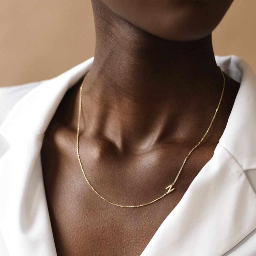 Sideways Single Initial Letter Necklace - Camile & Stone