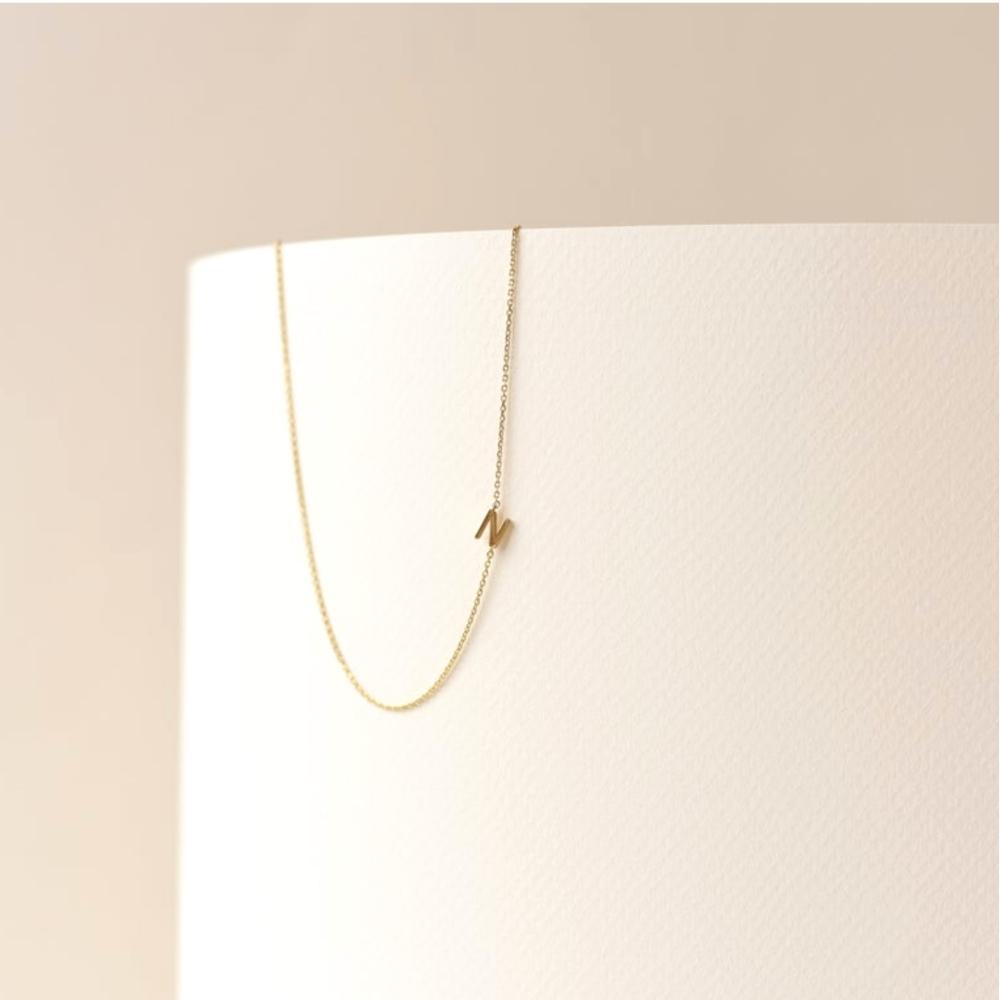 Sideways Single Initial Letter Necklace - Camile & Stone