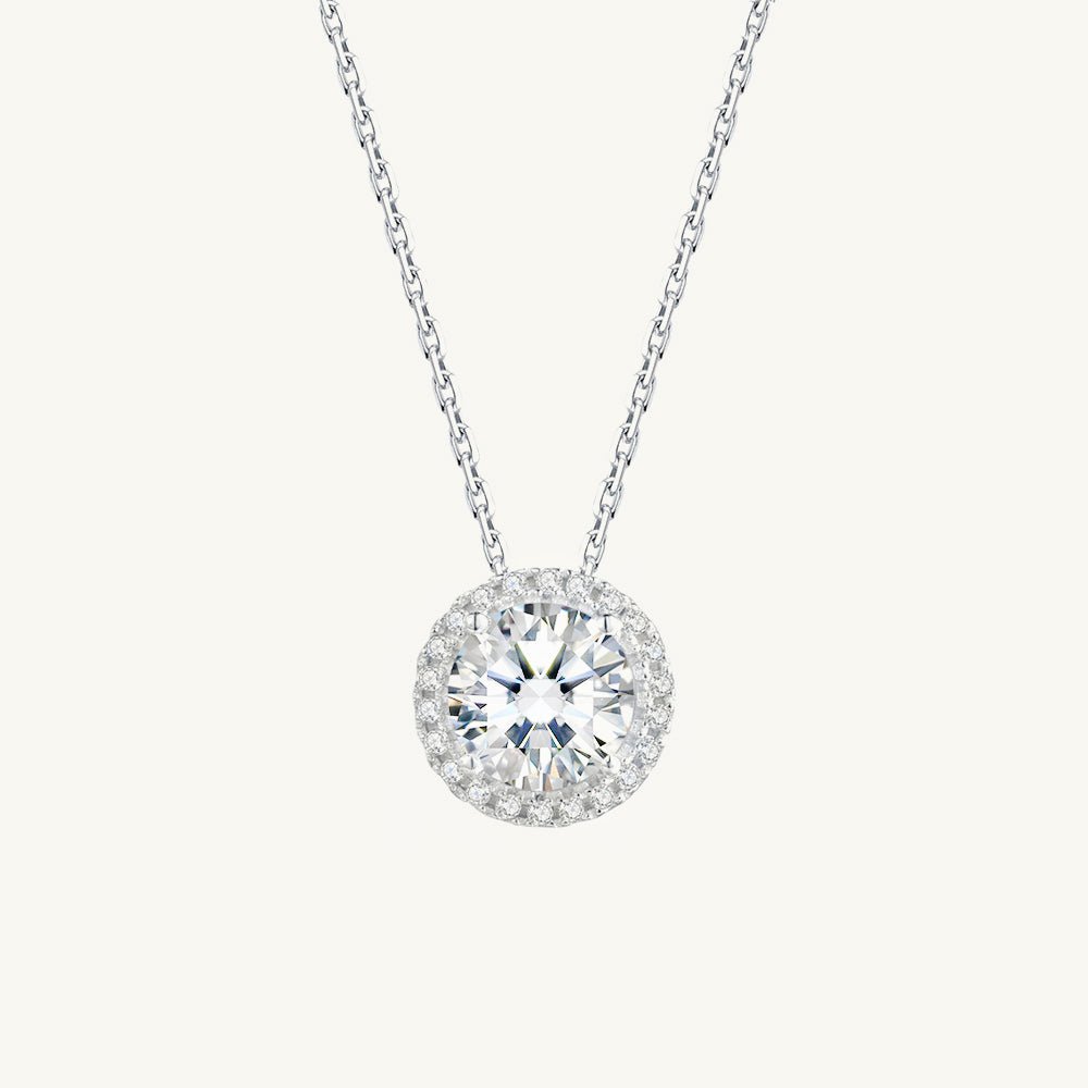 Solitaire Halo Moissanite Necklace 1 Carat - Camile & Stone