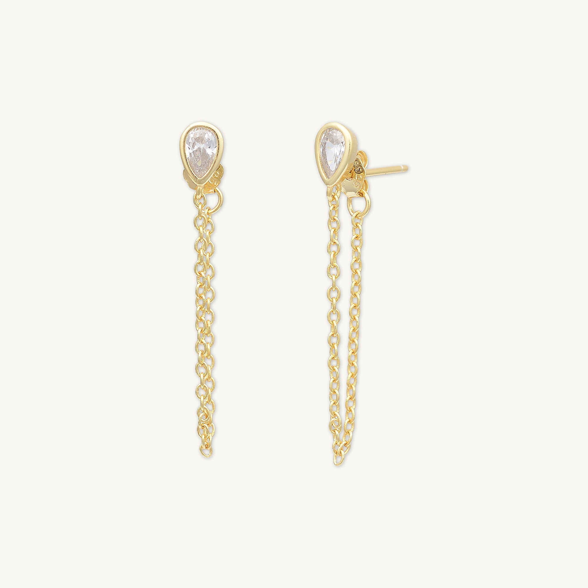 Teardrop Sapphire Dangle Chain Earrings - Camile & Stone