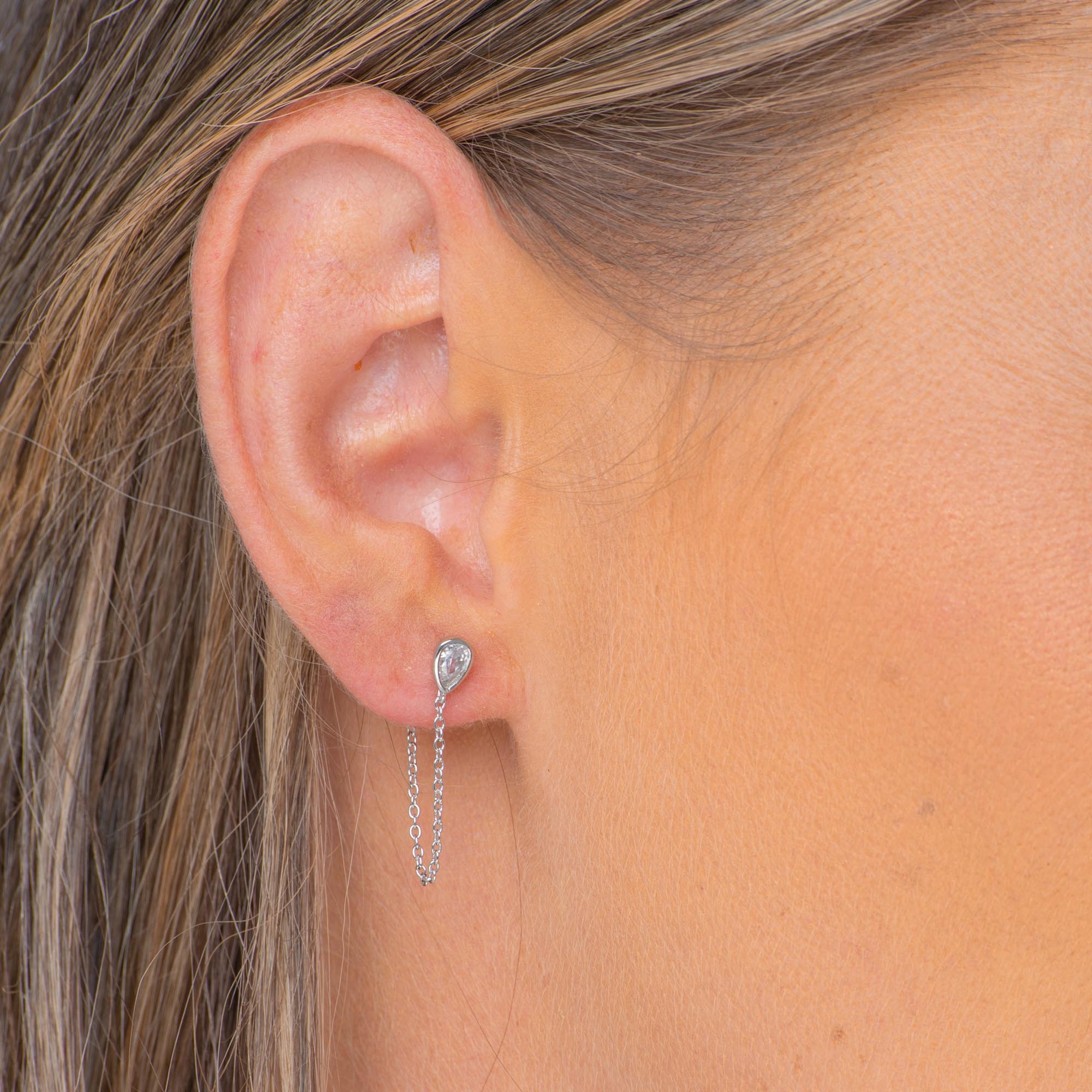 Teardrop Sapphire Dangle Chain Earrings - Camile & Stone