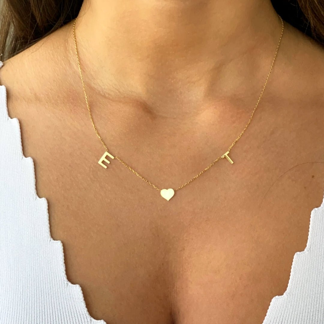 The Original Initial Letter Solid Heart Necklace - Camile & Stone