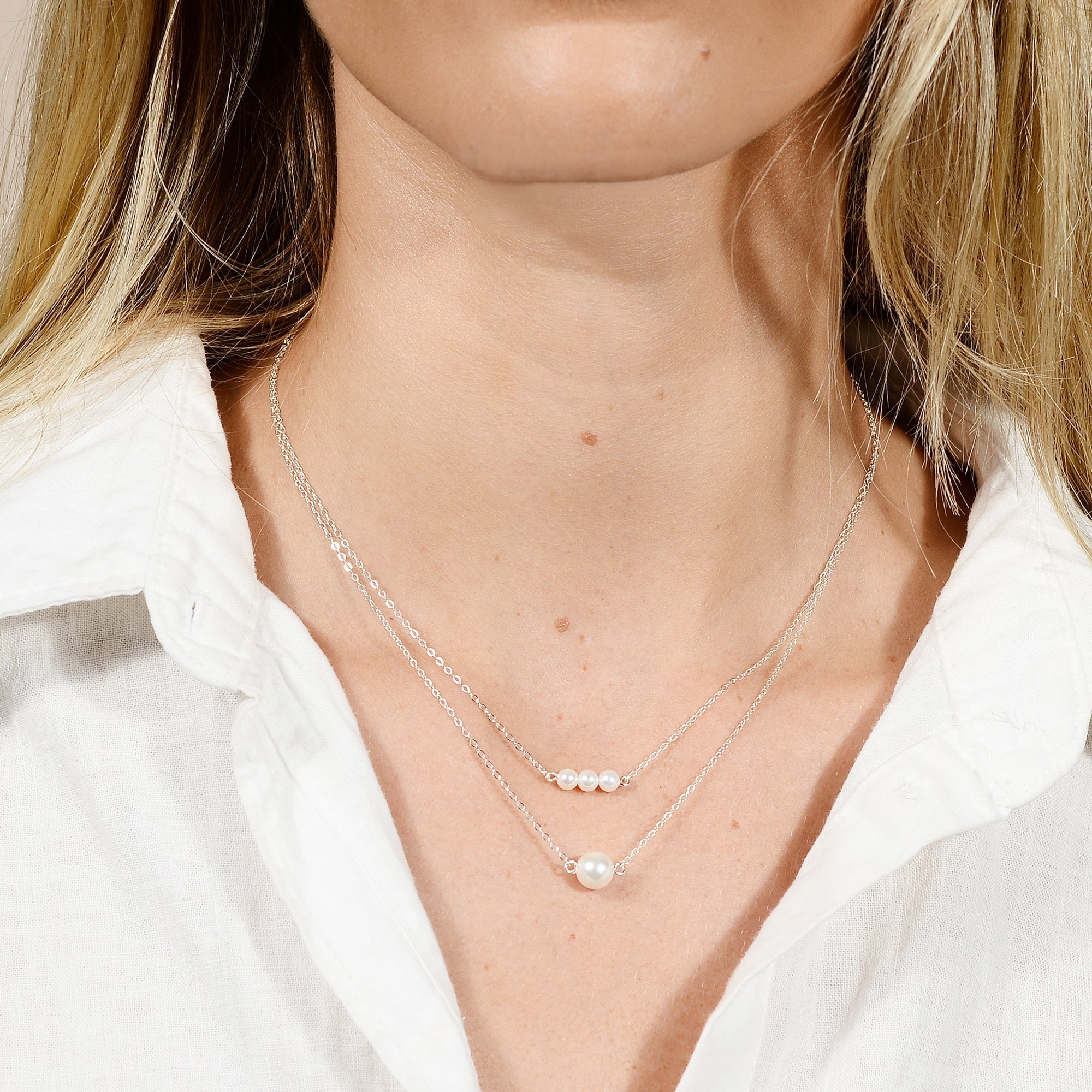 Triple Freshwater Pearl Necklace - Camile & Stone