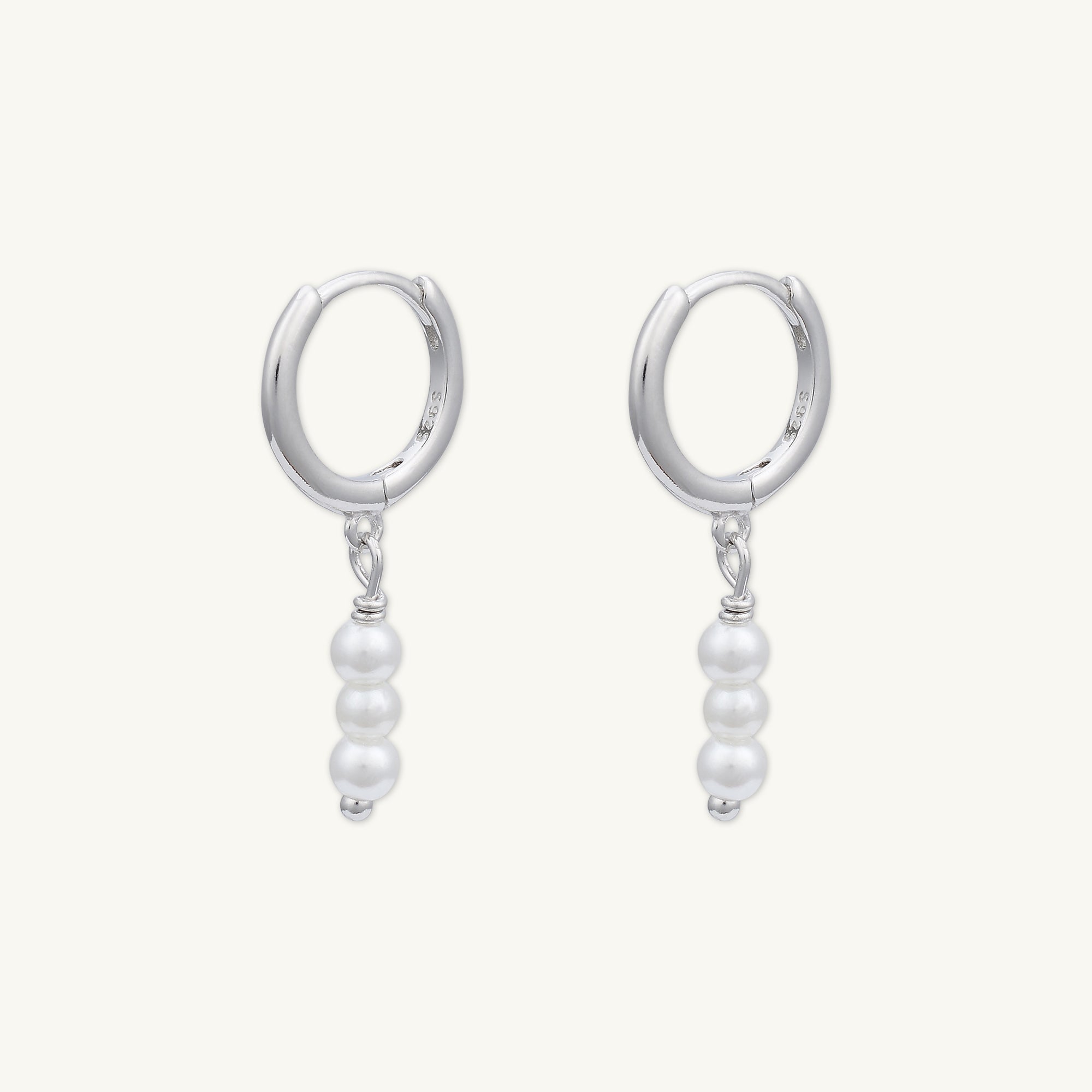 Triple Pearl Huggie Hoop Earrings - Camile & Stone