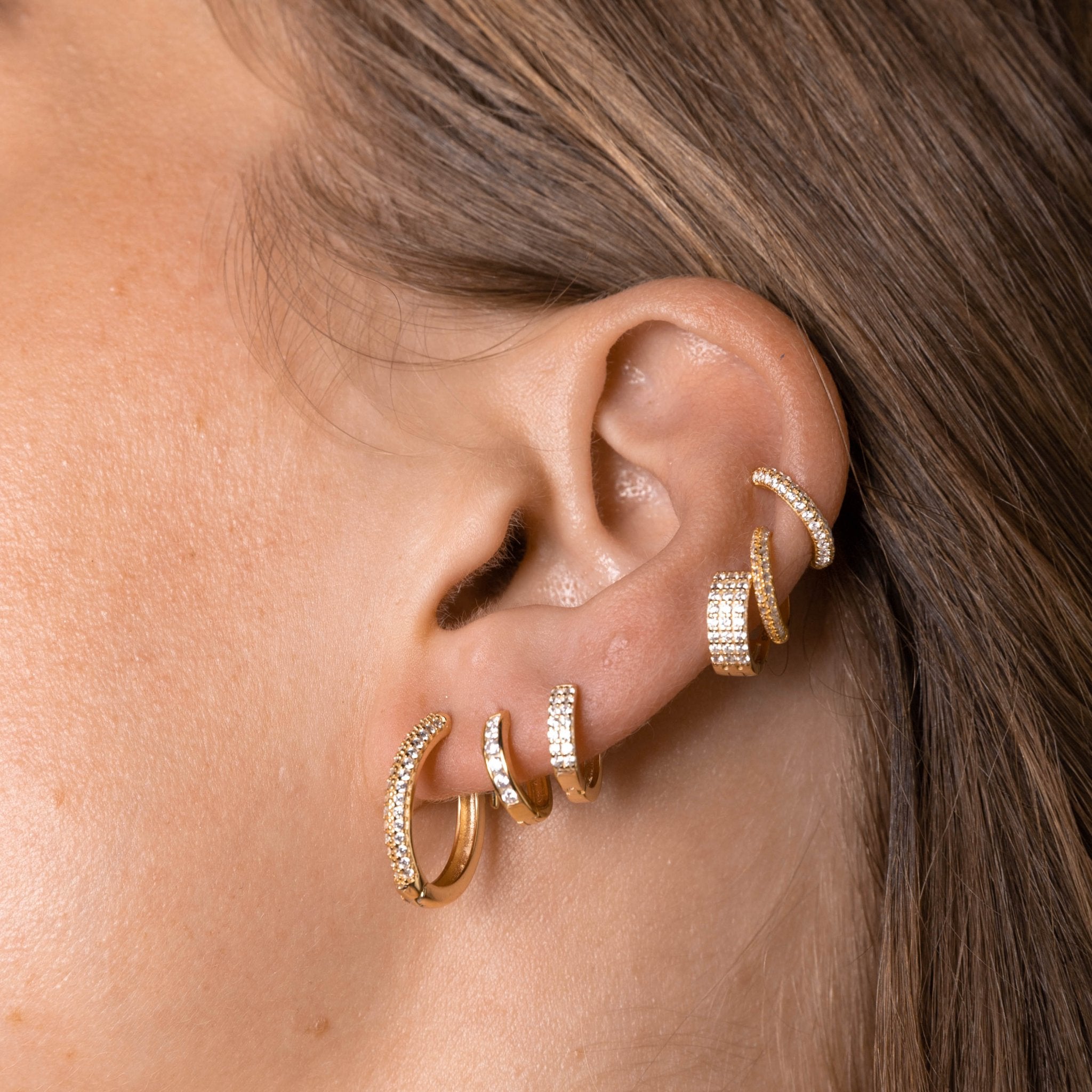 Triple Sapphire Pave Huggies - Camile & Stone