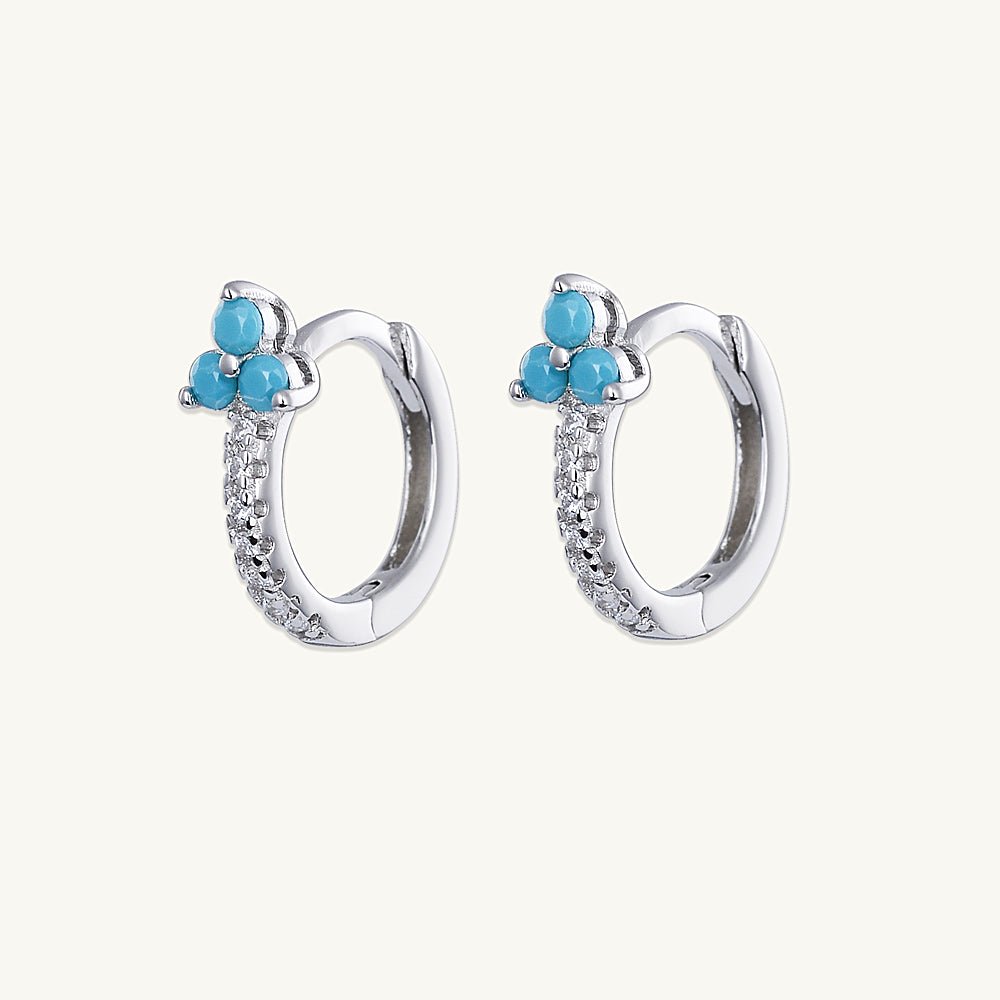 Turquoise Lotus Sapphire Hoop Earrings - Camile & Stone