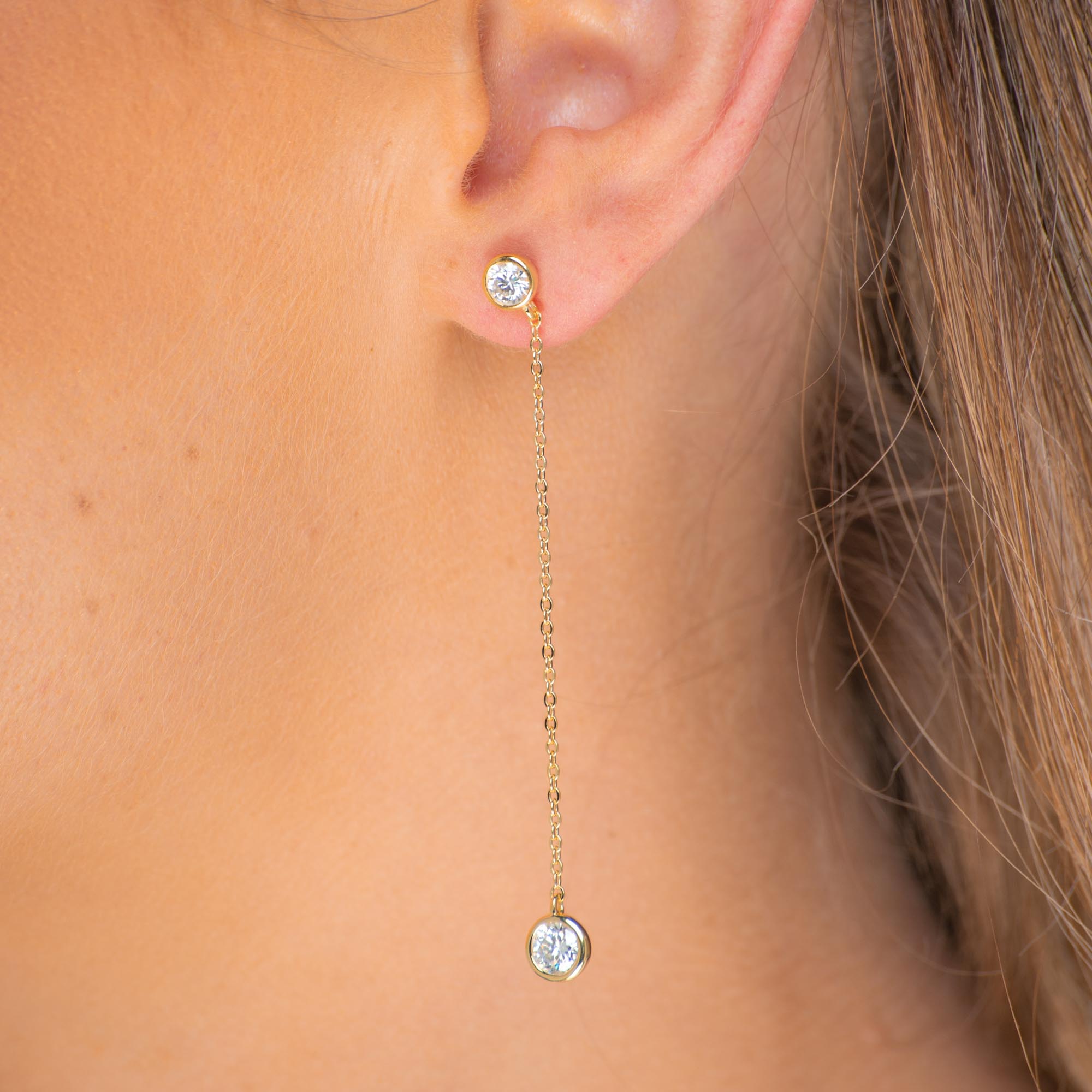 Twin Dangle Solitaire Moissanite Stud Earrings 1.6 Carat - Camile & Stone