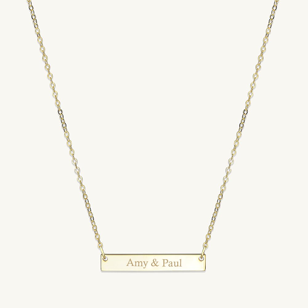 Two Name Engraved Bar Necklace - Camile & Stone