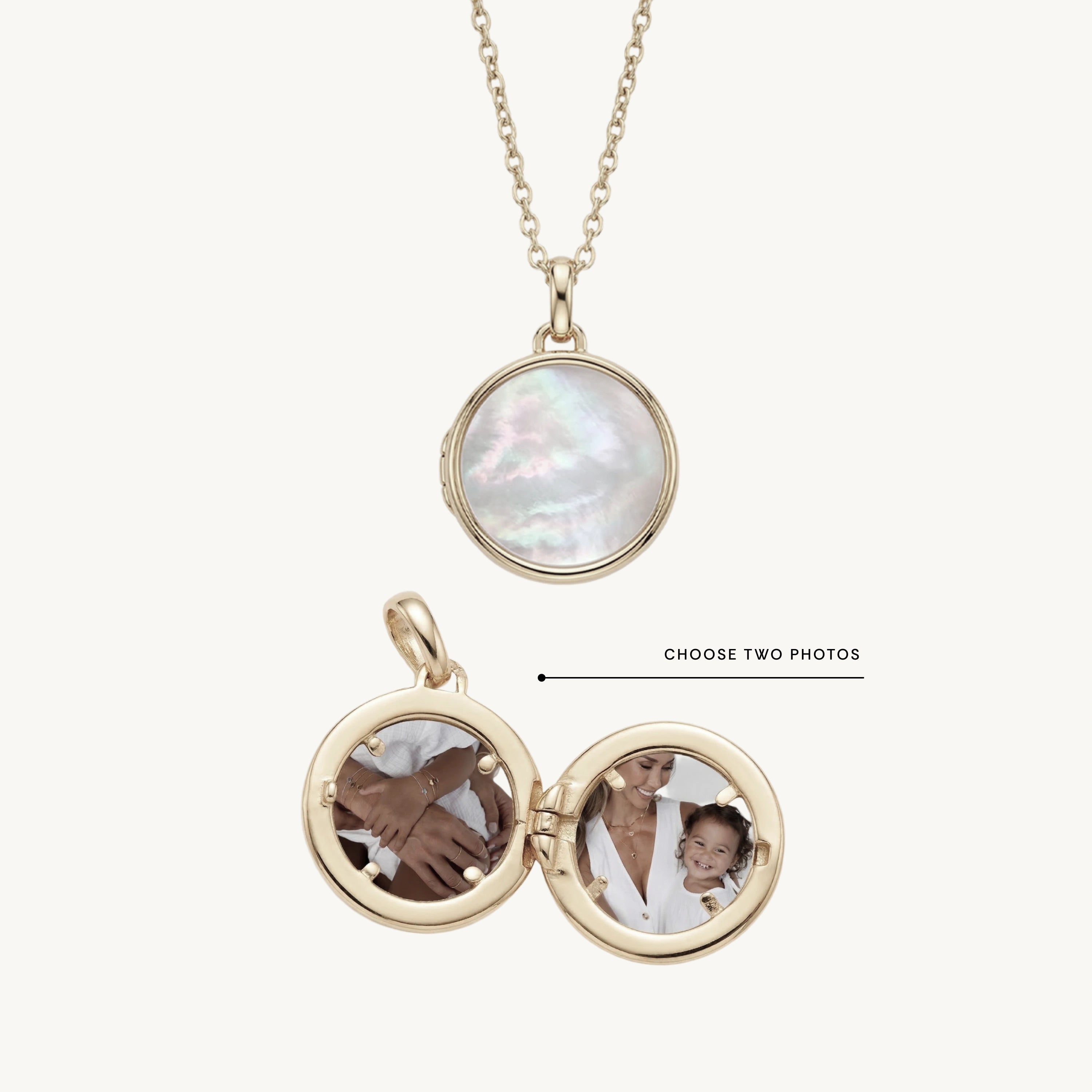 Eternal Circle MOP Photo Locket Necklace