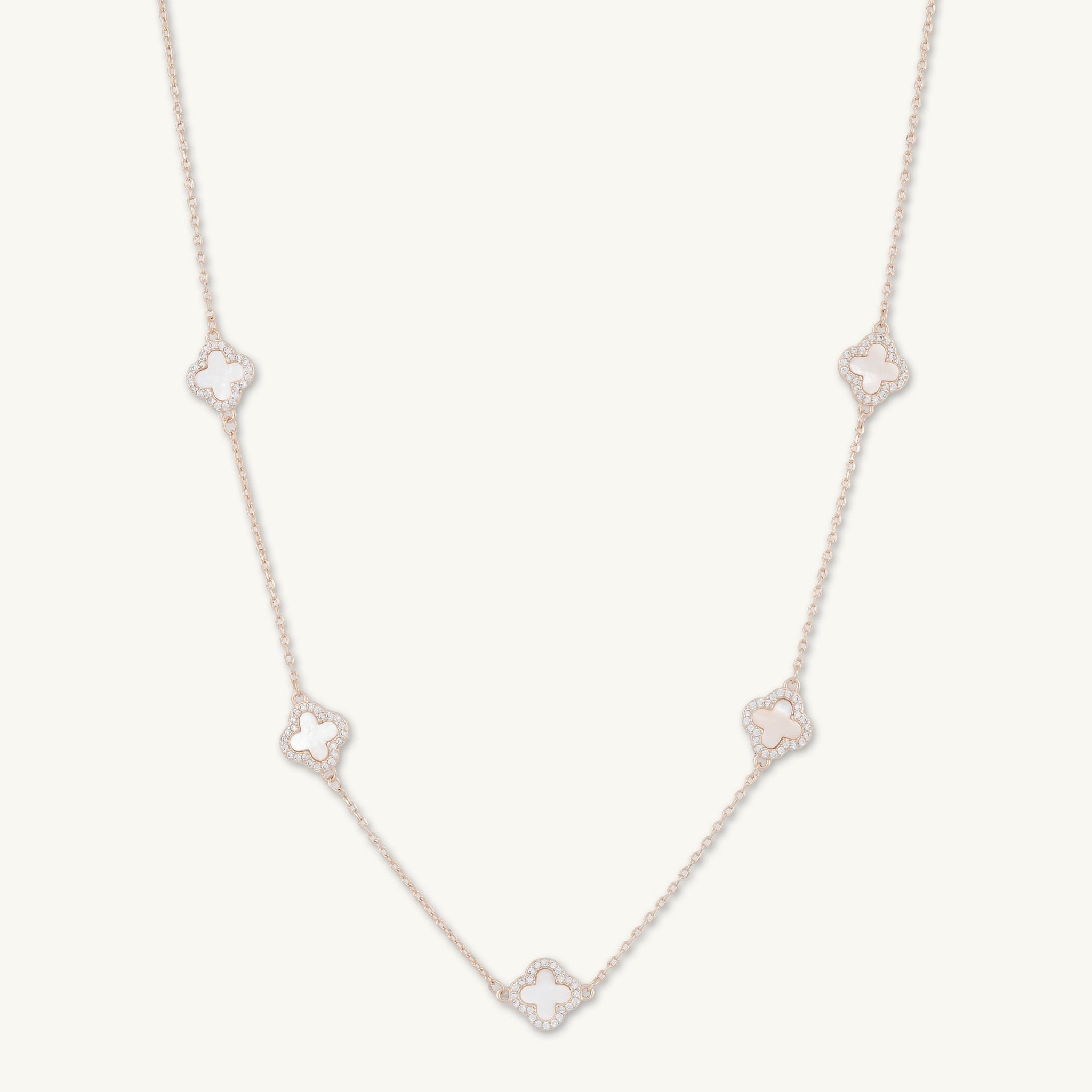 5 Clover Station MOP Sapphire Necklace - Camile & Stone