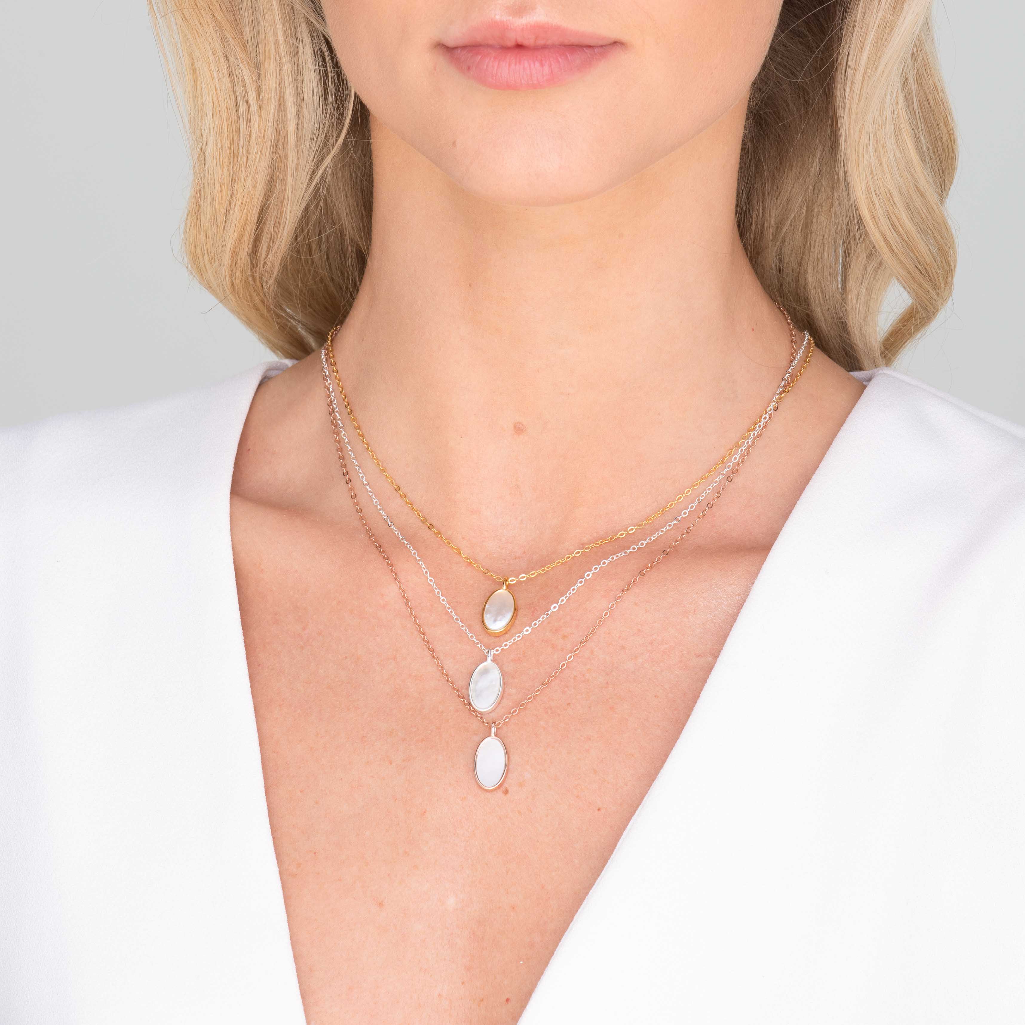 Mother Of Pearl Oval Medallion Necklace