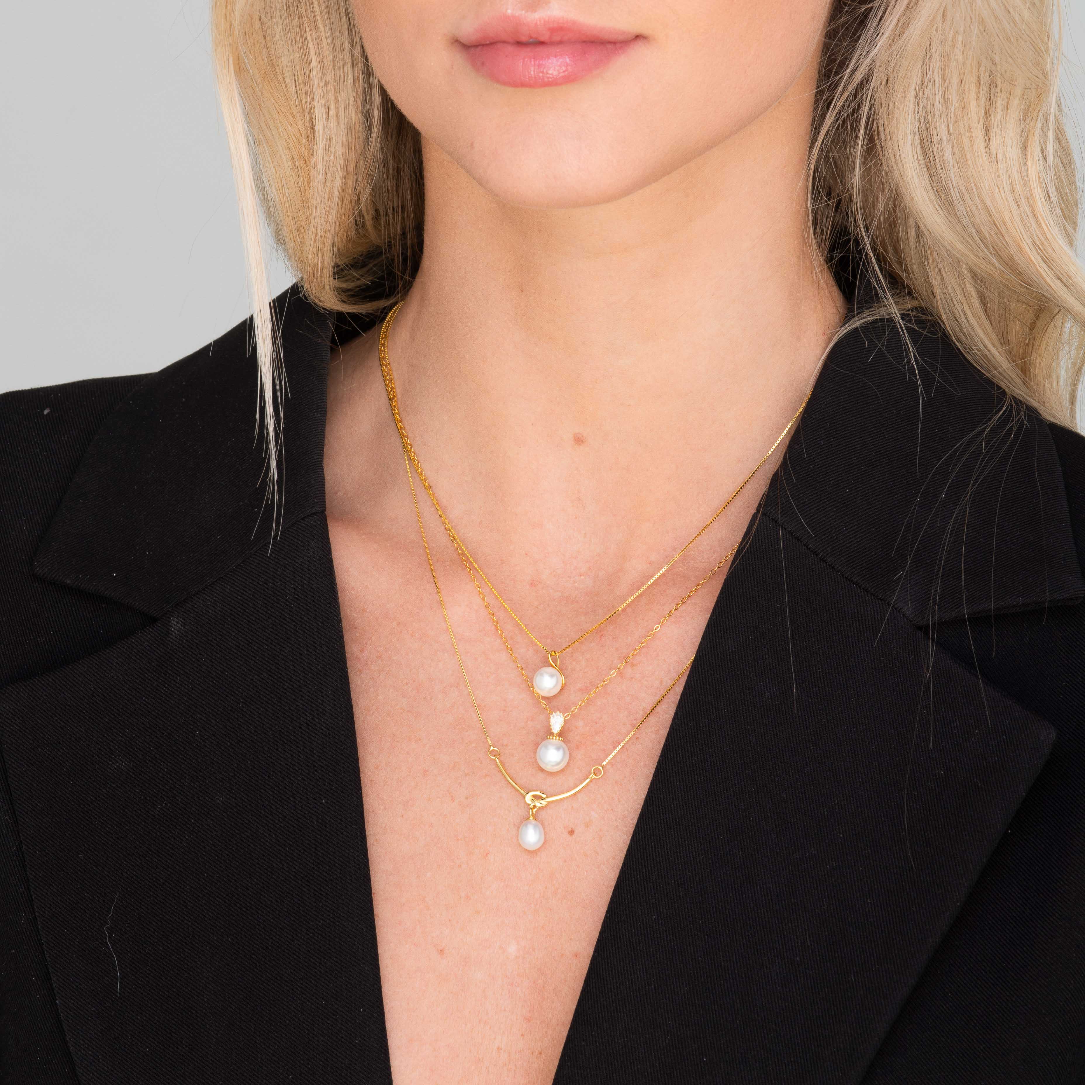 Love Knot Freshwater Pearl Drop Necklace