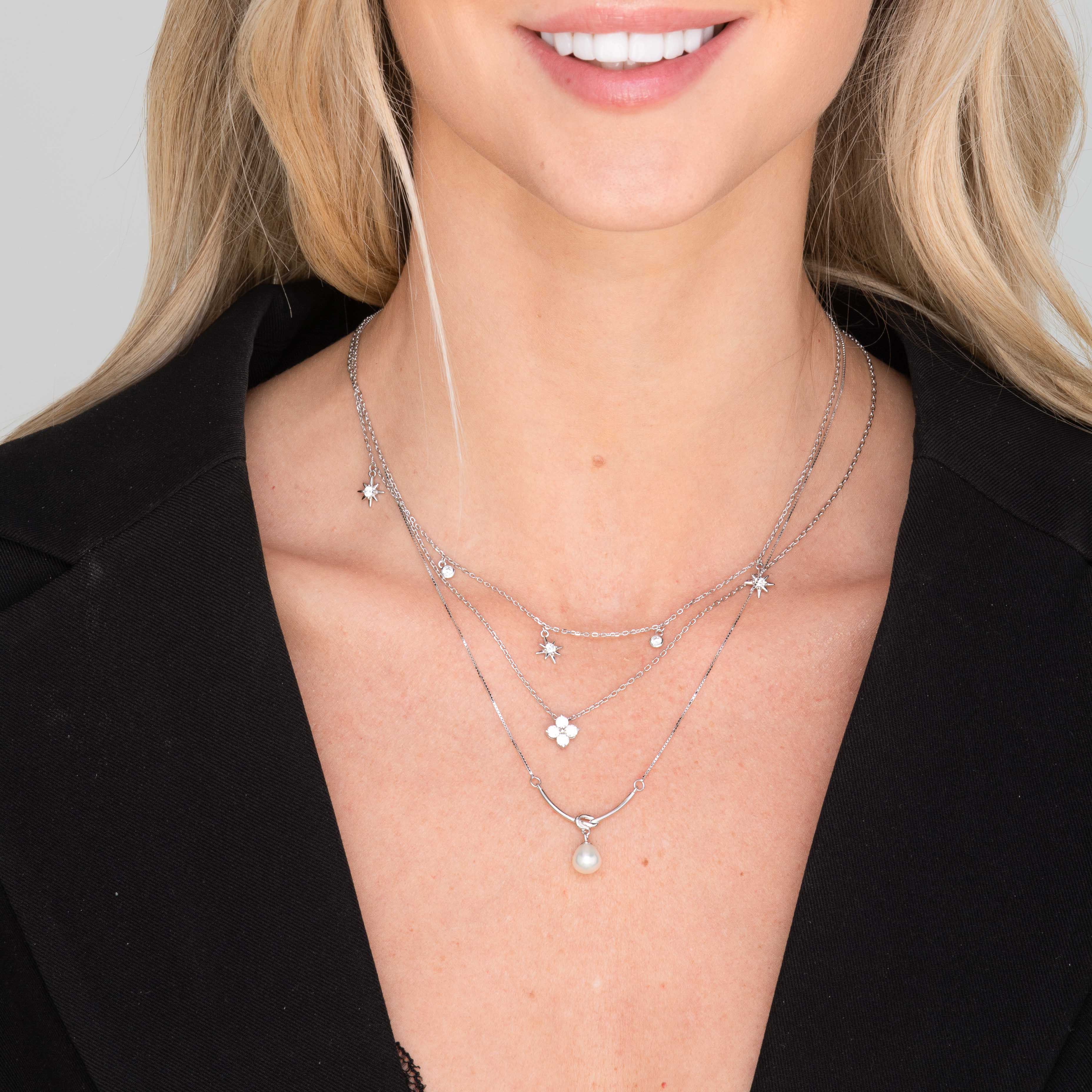 Love Knot Freshwater Pearl Drop Necklace