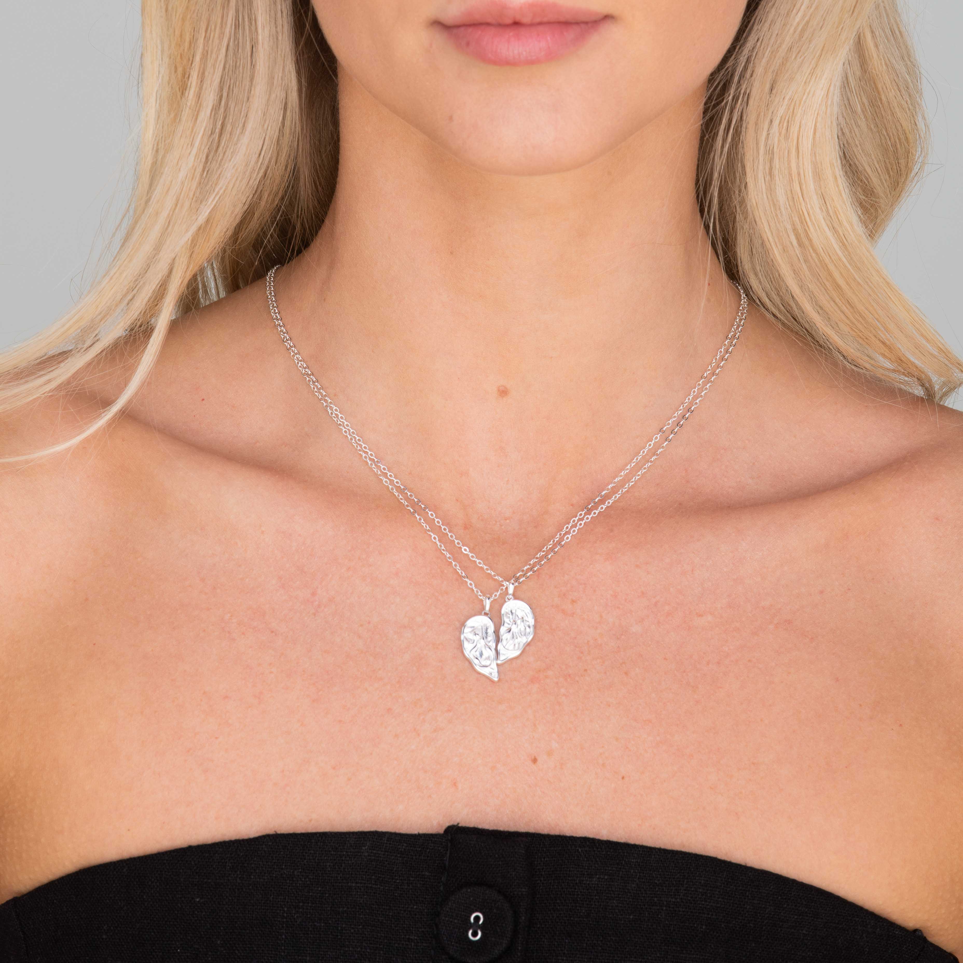 Best Friend / Sister Heart Mermaid Necklace Set