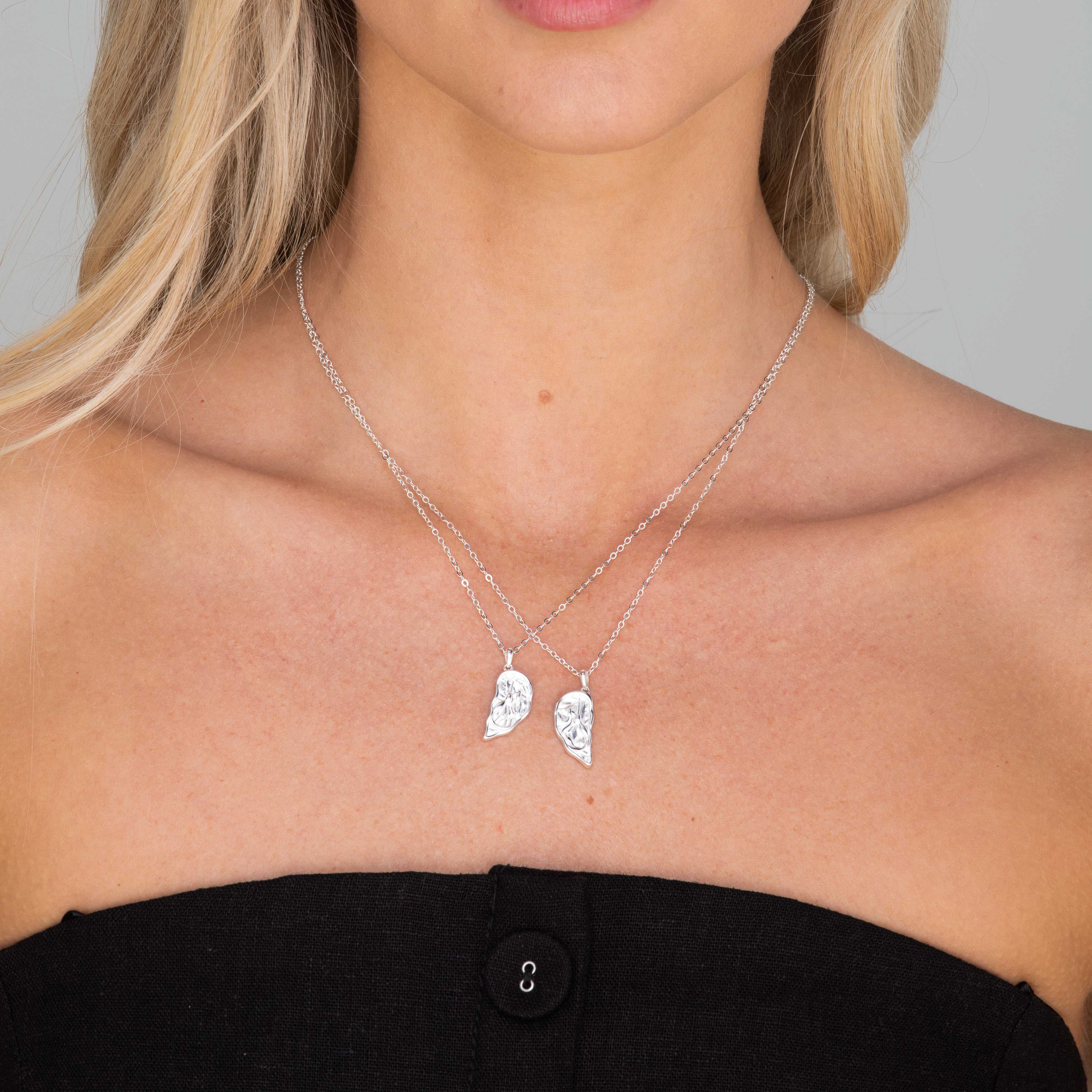 Best Friend / Sister Heart Mermaid Necklace Set