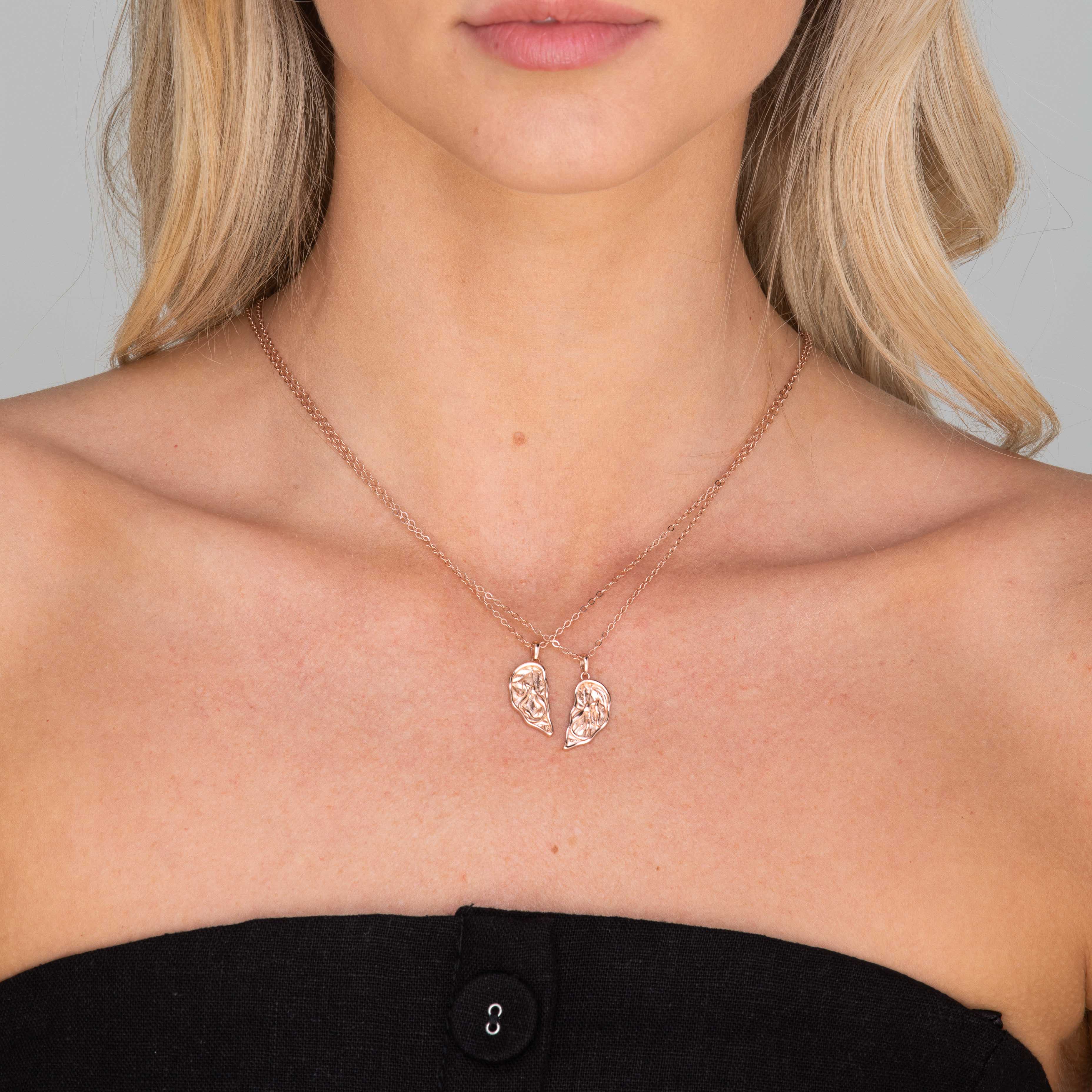 Best Friend / Sister Heart Mermaid Necklace Set