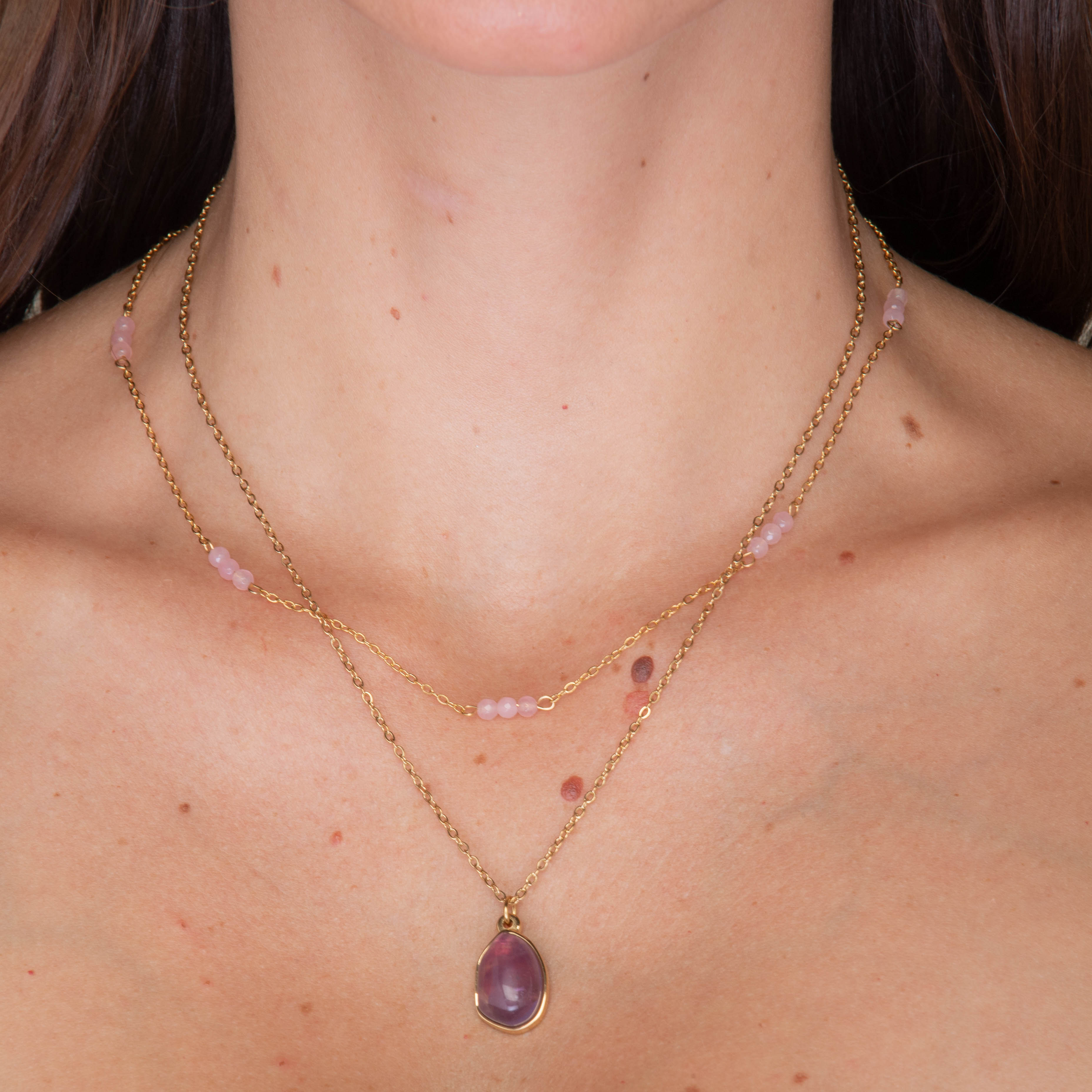 Amethyst Oval Crystal Pendant Necklace