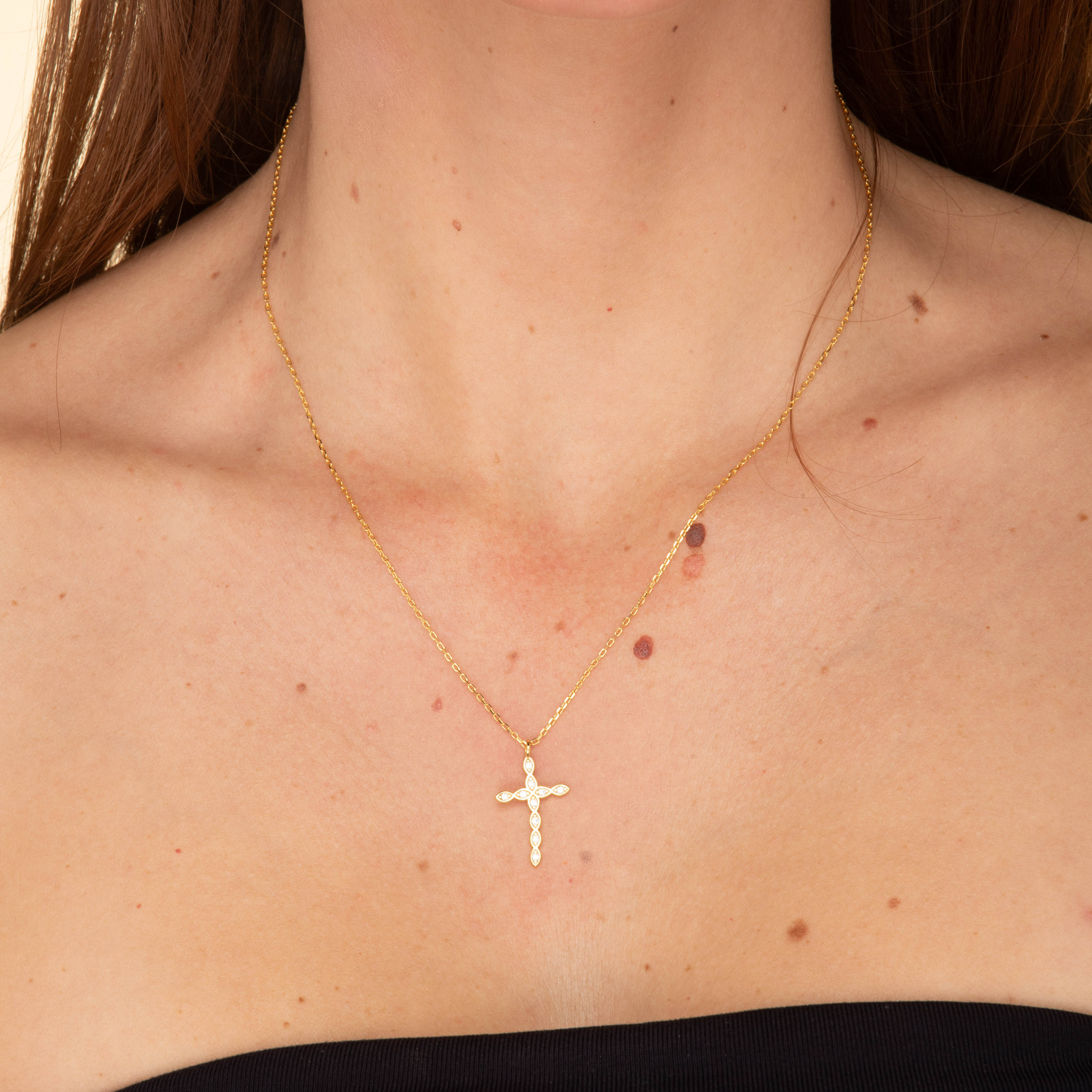 Cross Diamanté Chain Necklace