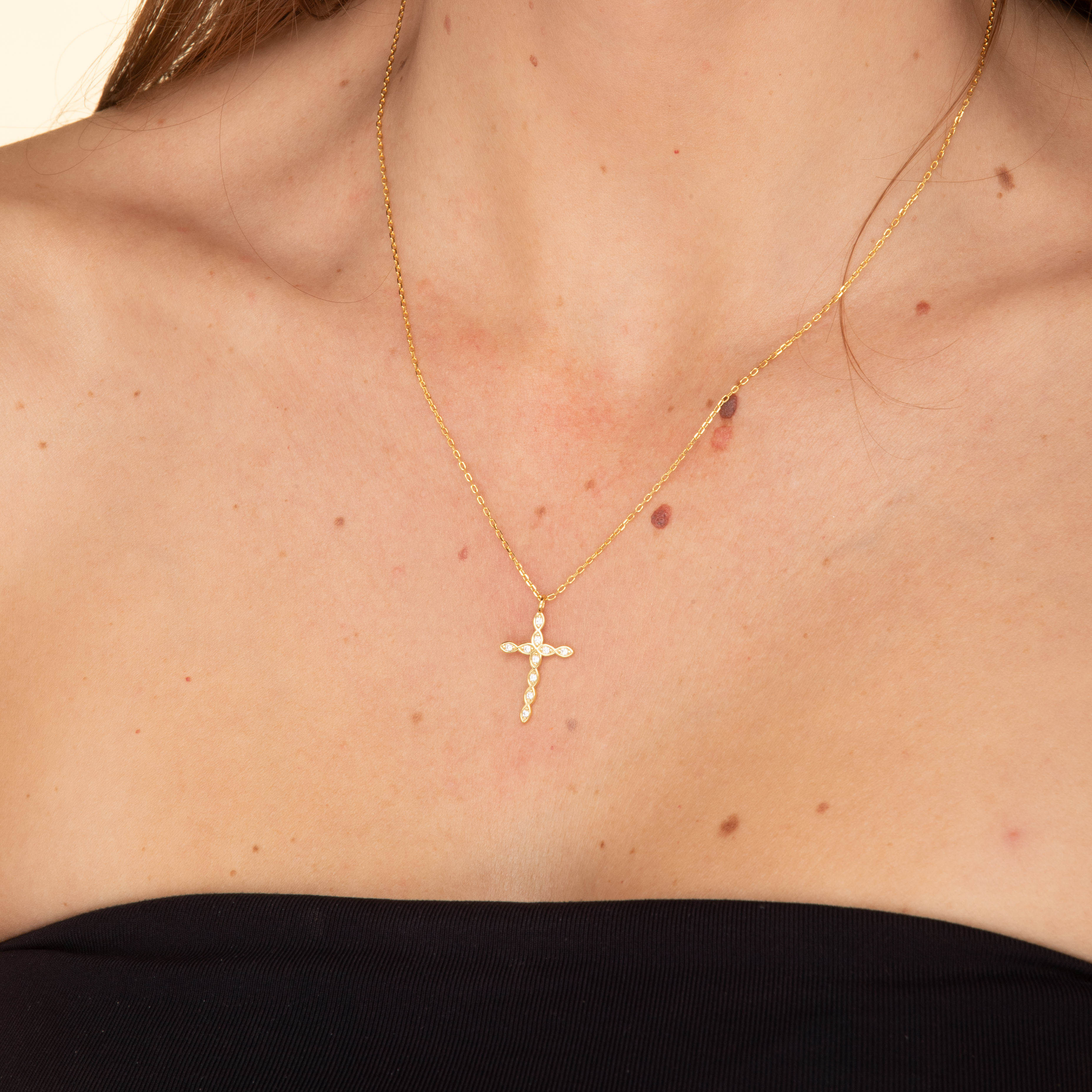 Cross Diamanté Chain Necklace