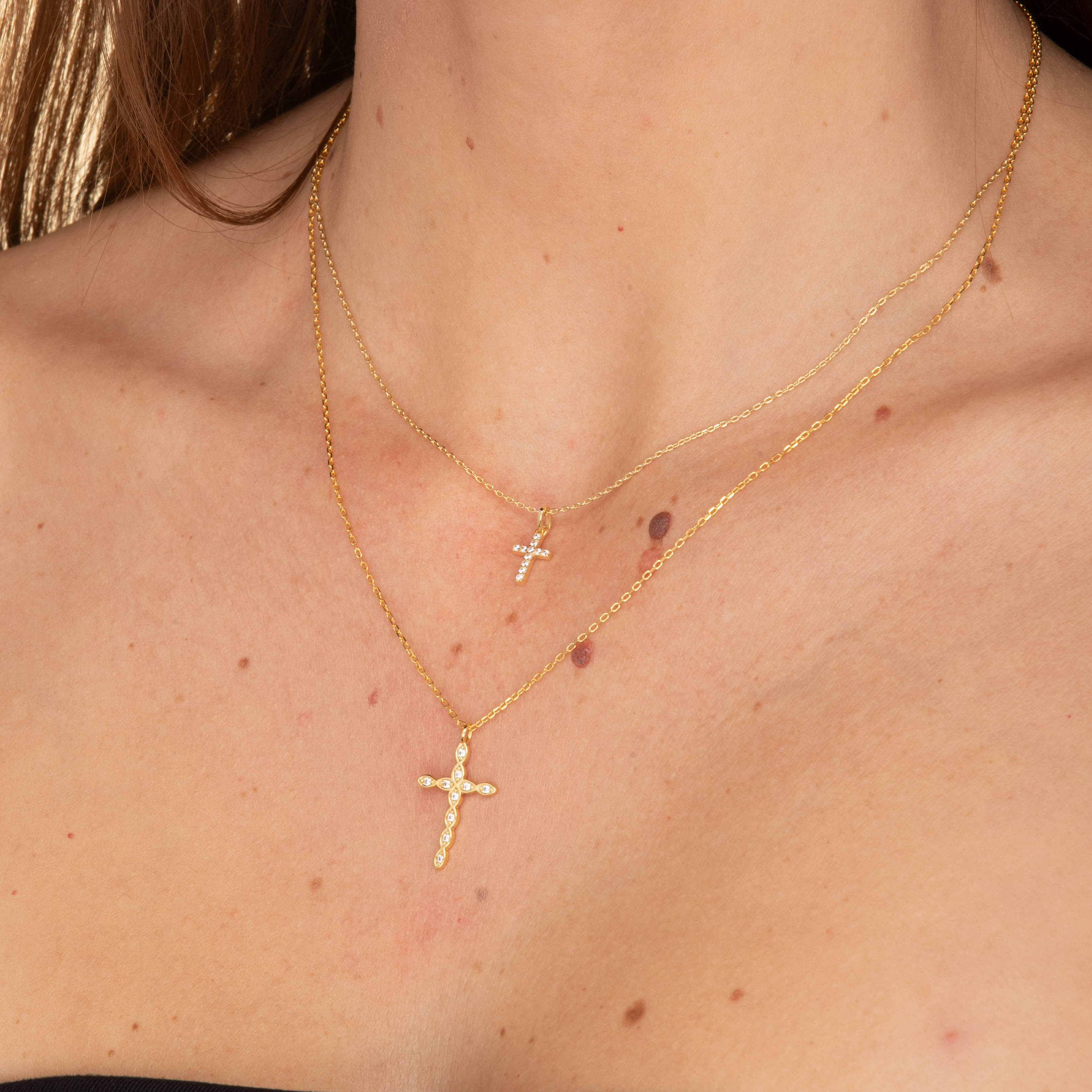 Cross Sapphire Pendant Chain Necklace