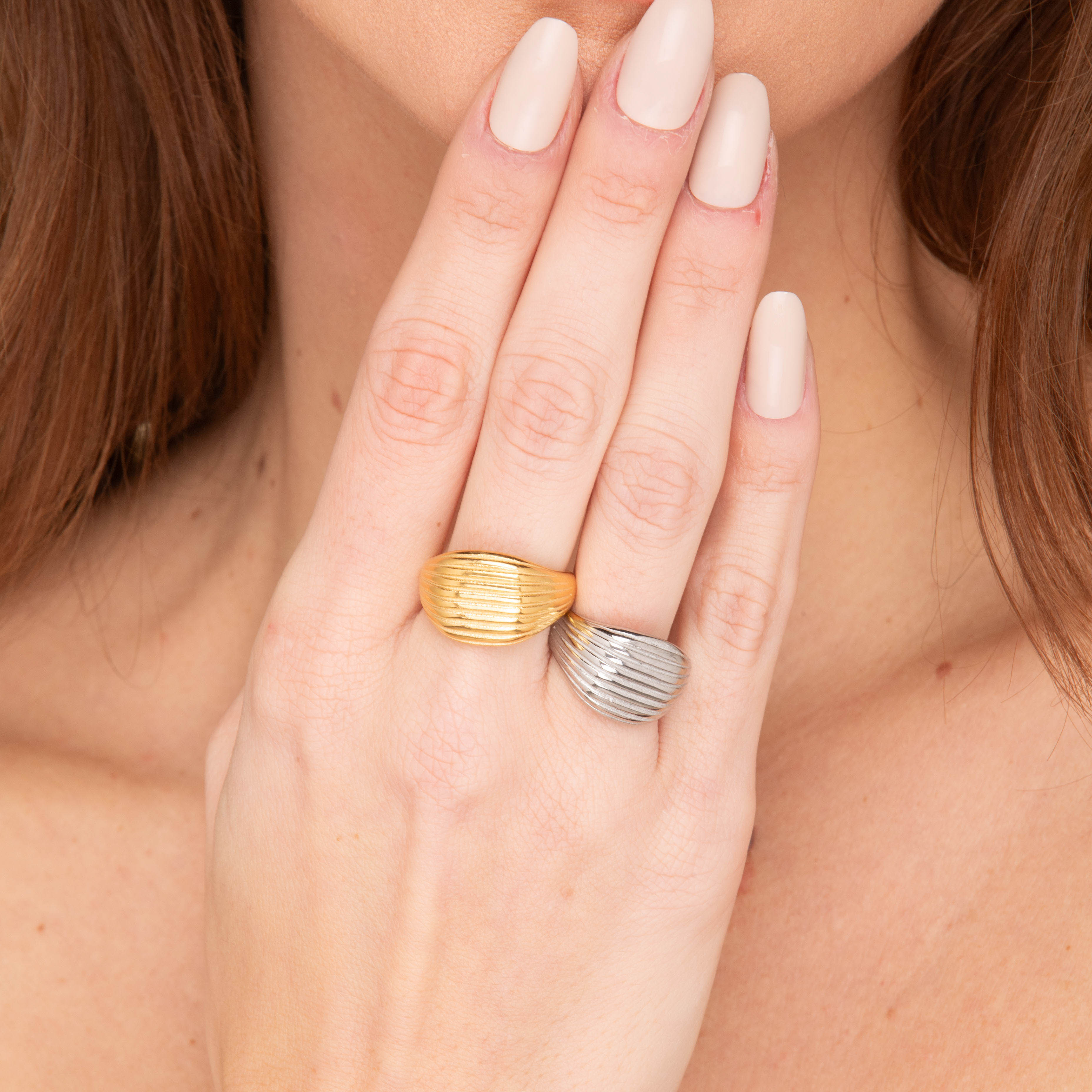 Statement Ribbed Dome Ring