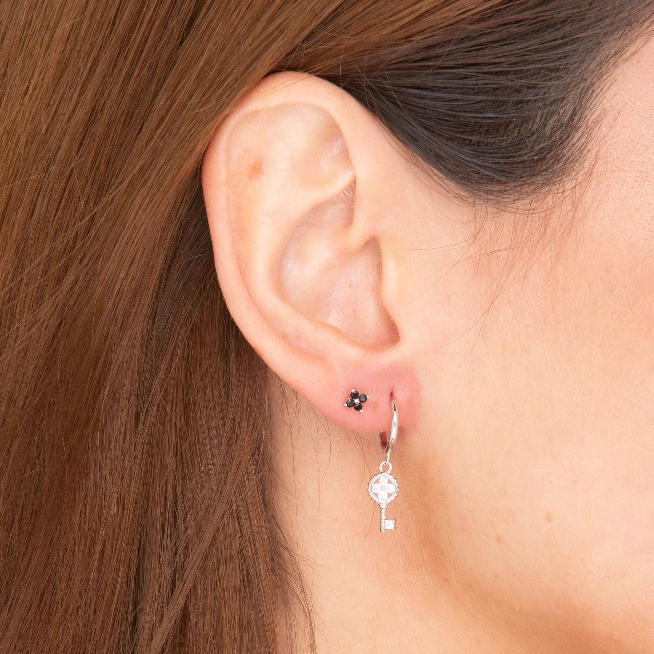 Black Clover Sapphire Barbell Cartilage Earrings