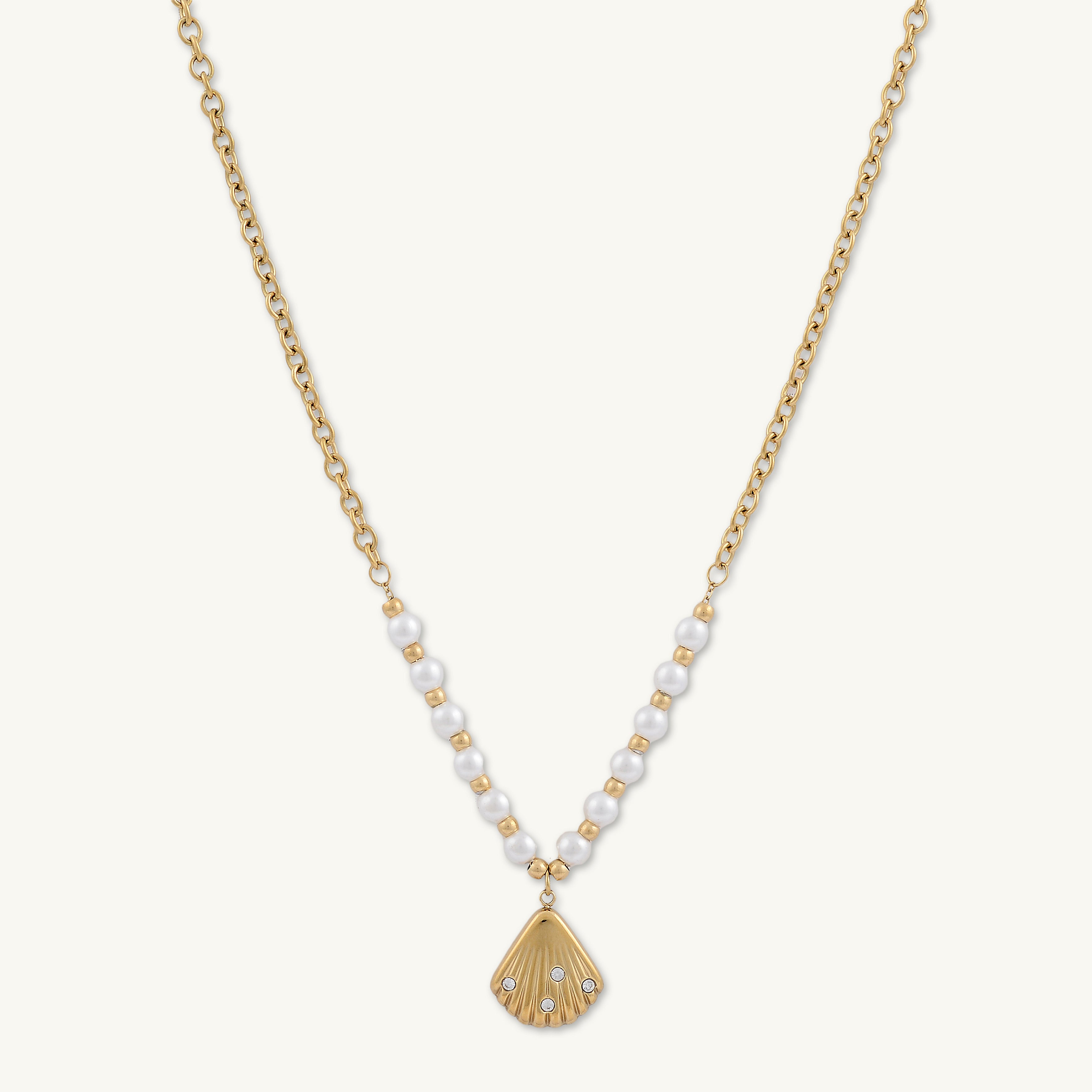 Etherial Shell Pearl Chain Necklace