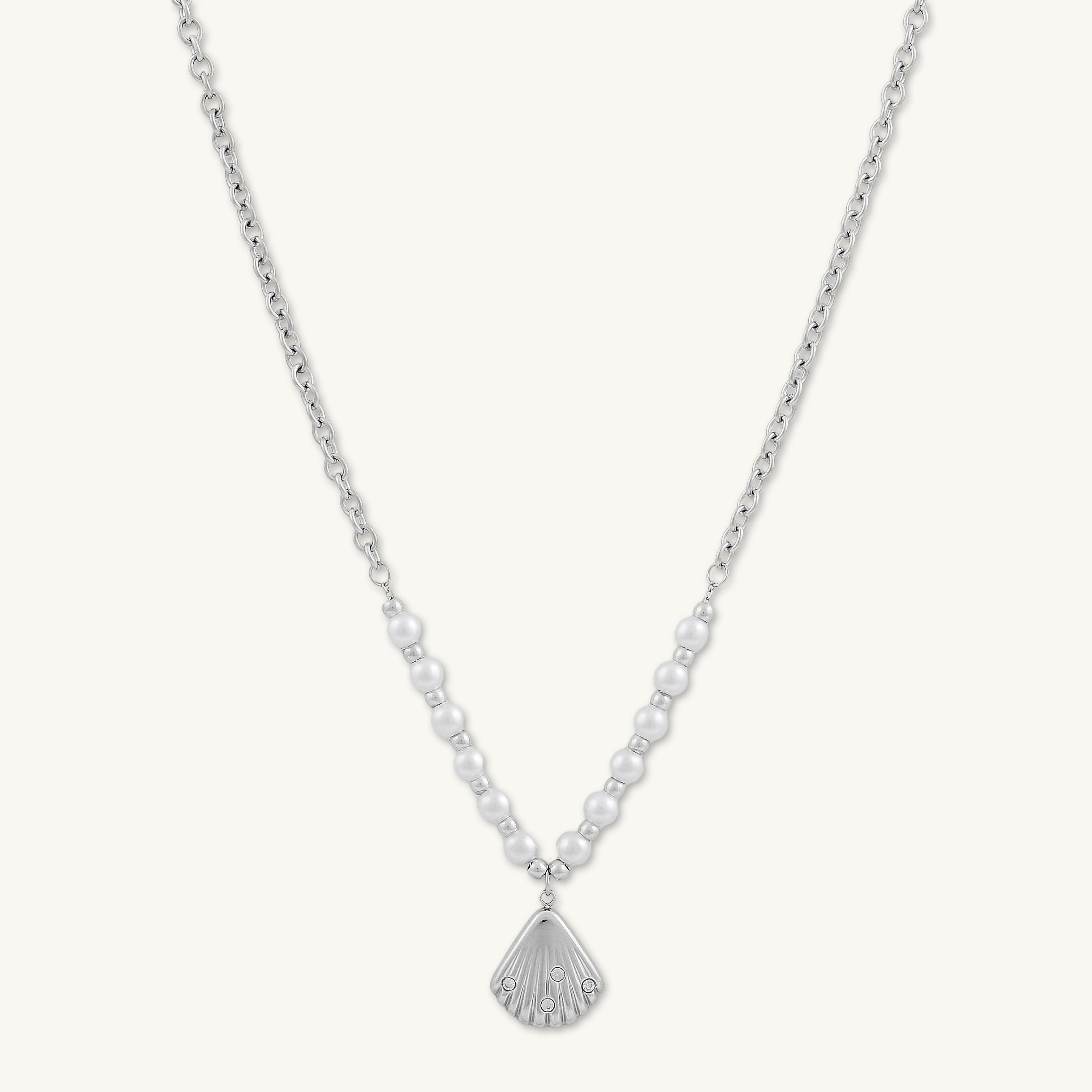 Etherial Shell Pearl Chain Necklace