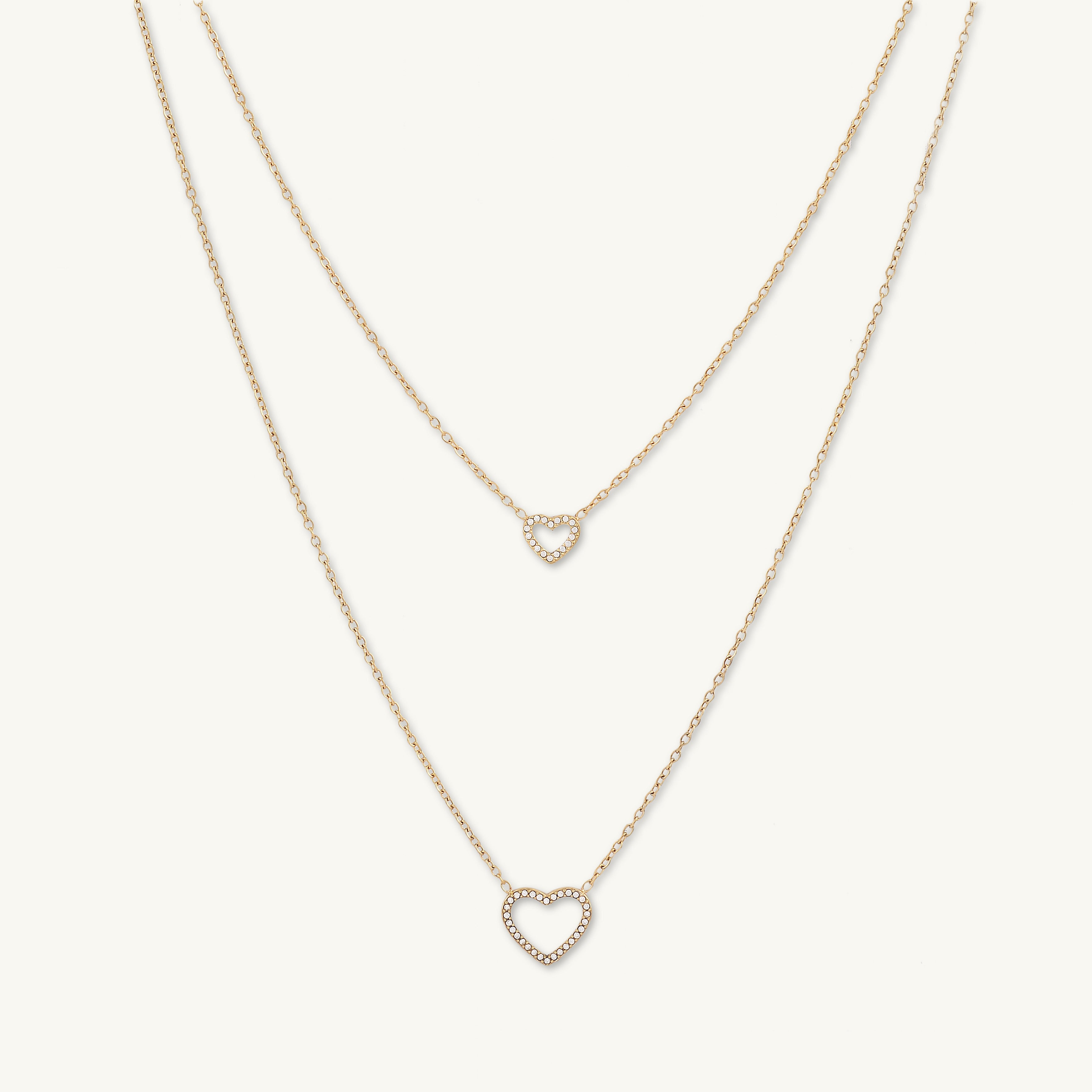 Double Love Heart Layered Necklace