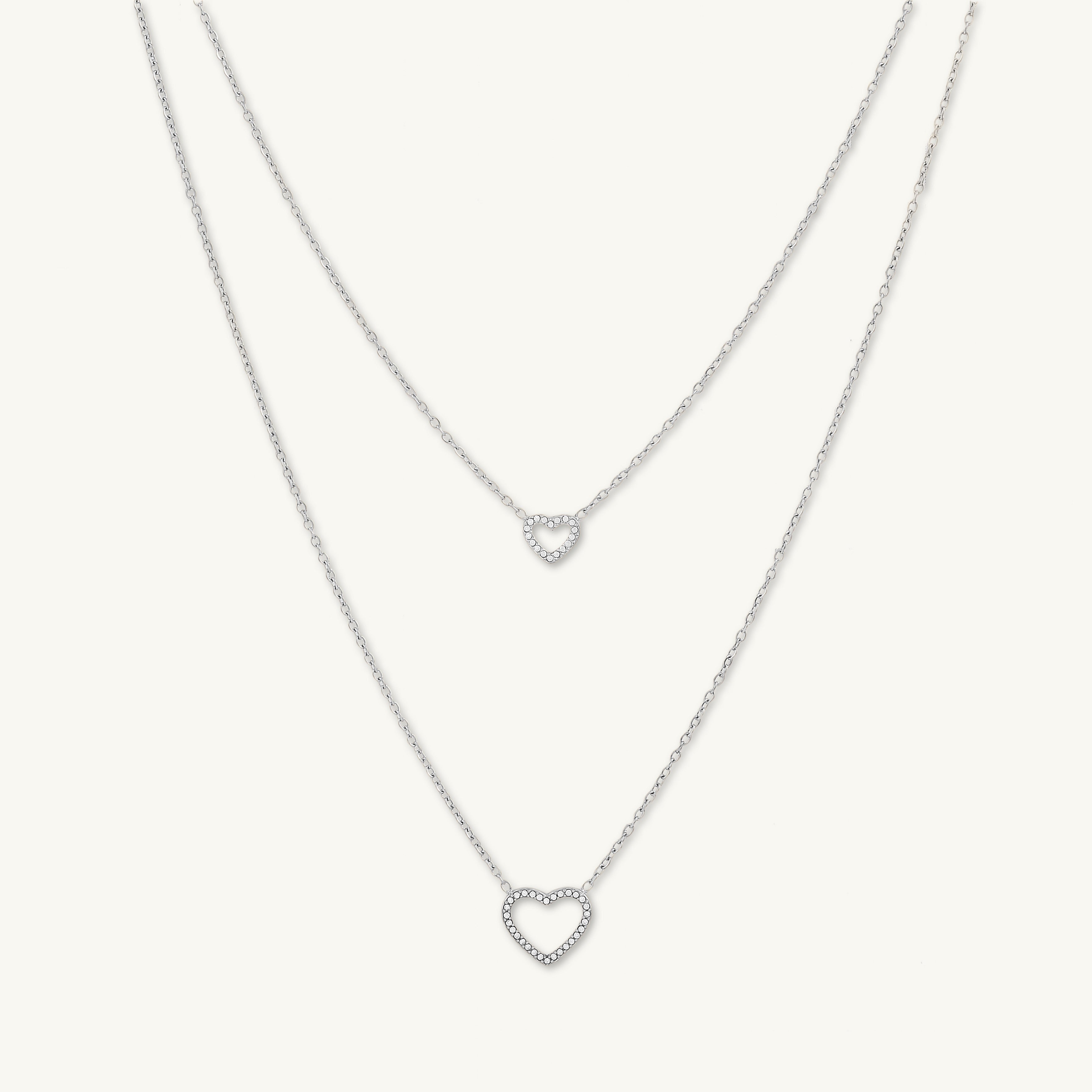 Double Love Heart Layered Necklace