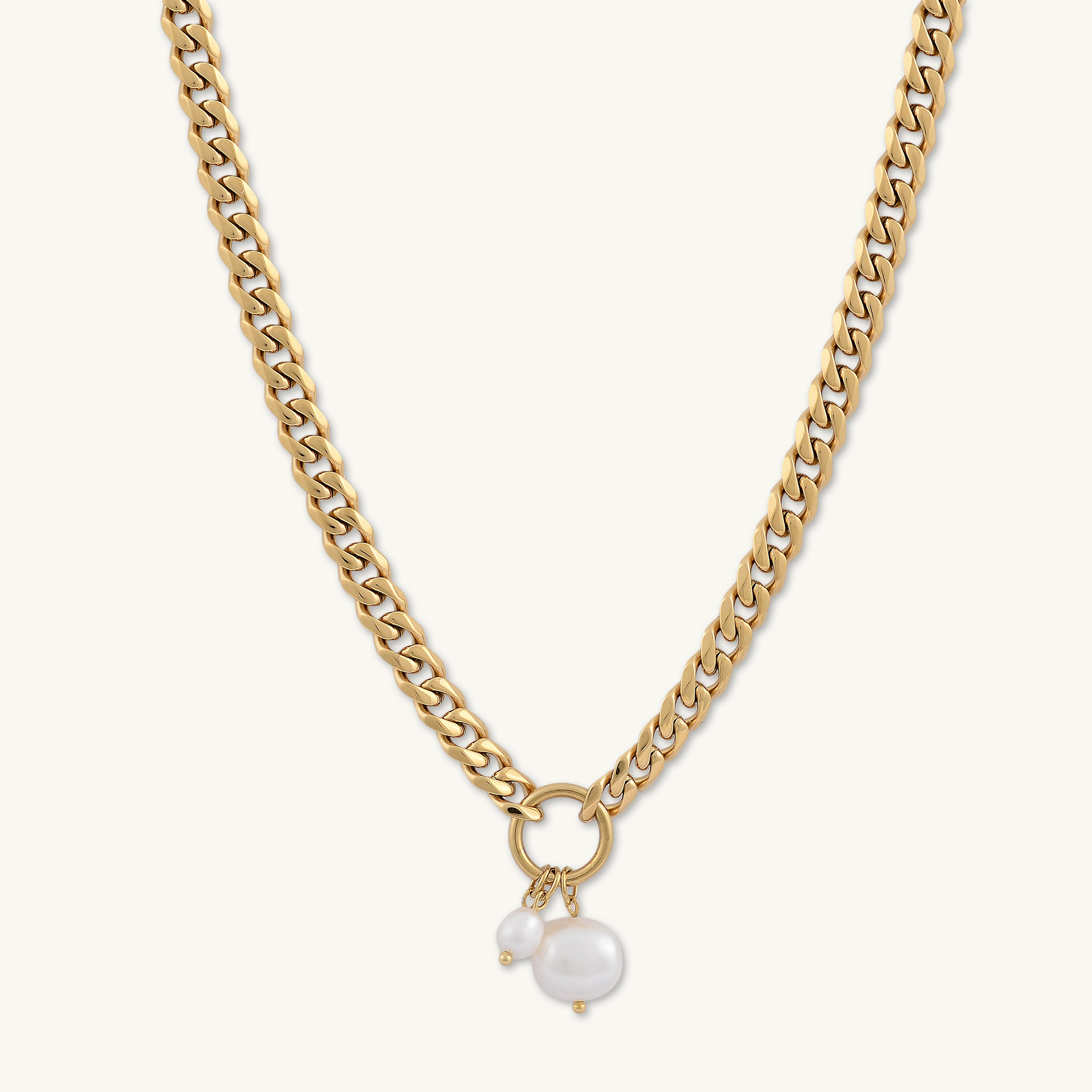 Triple Pearl Cuban Statement Necklace