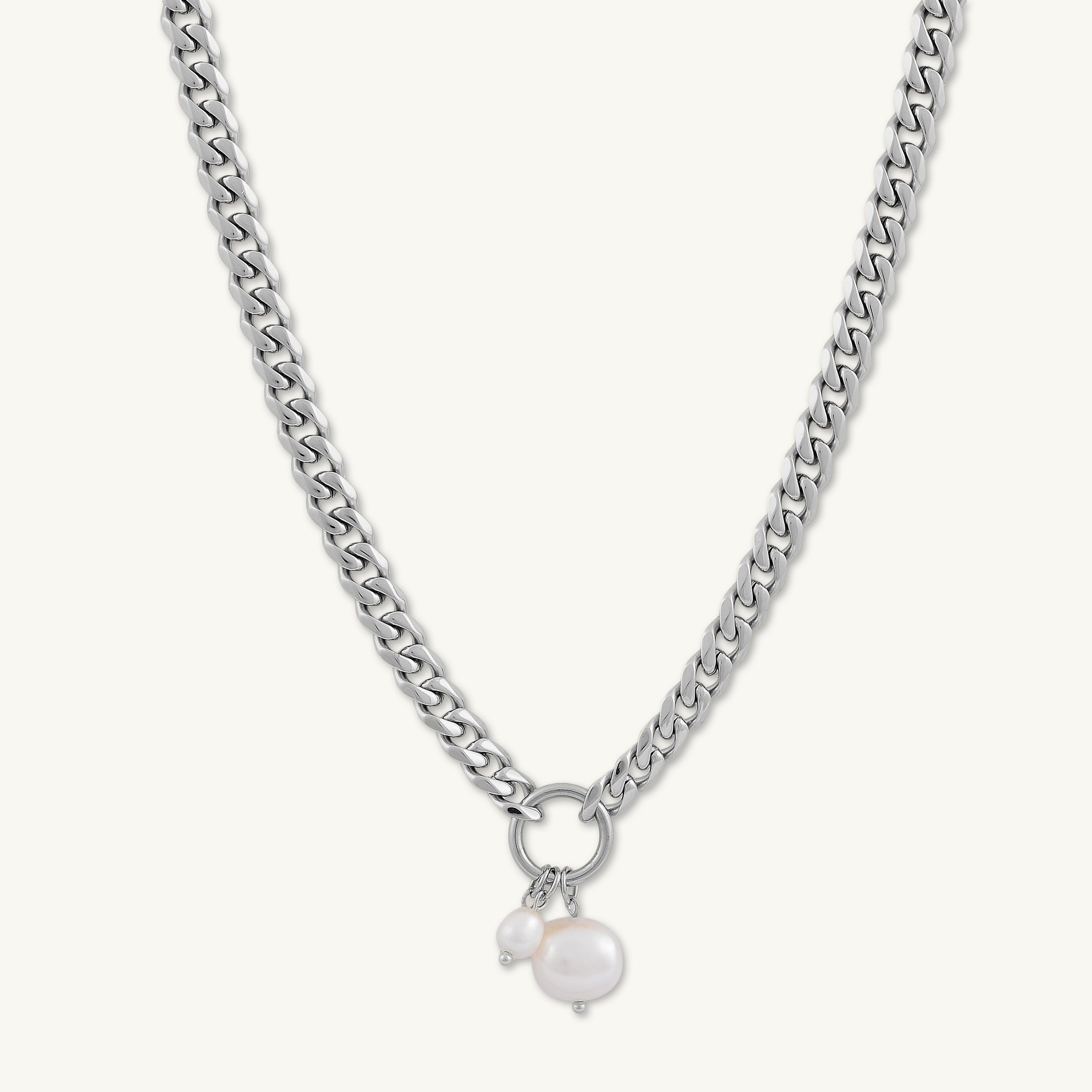 Triple Pearl Cuban Statement Necklace