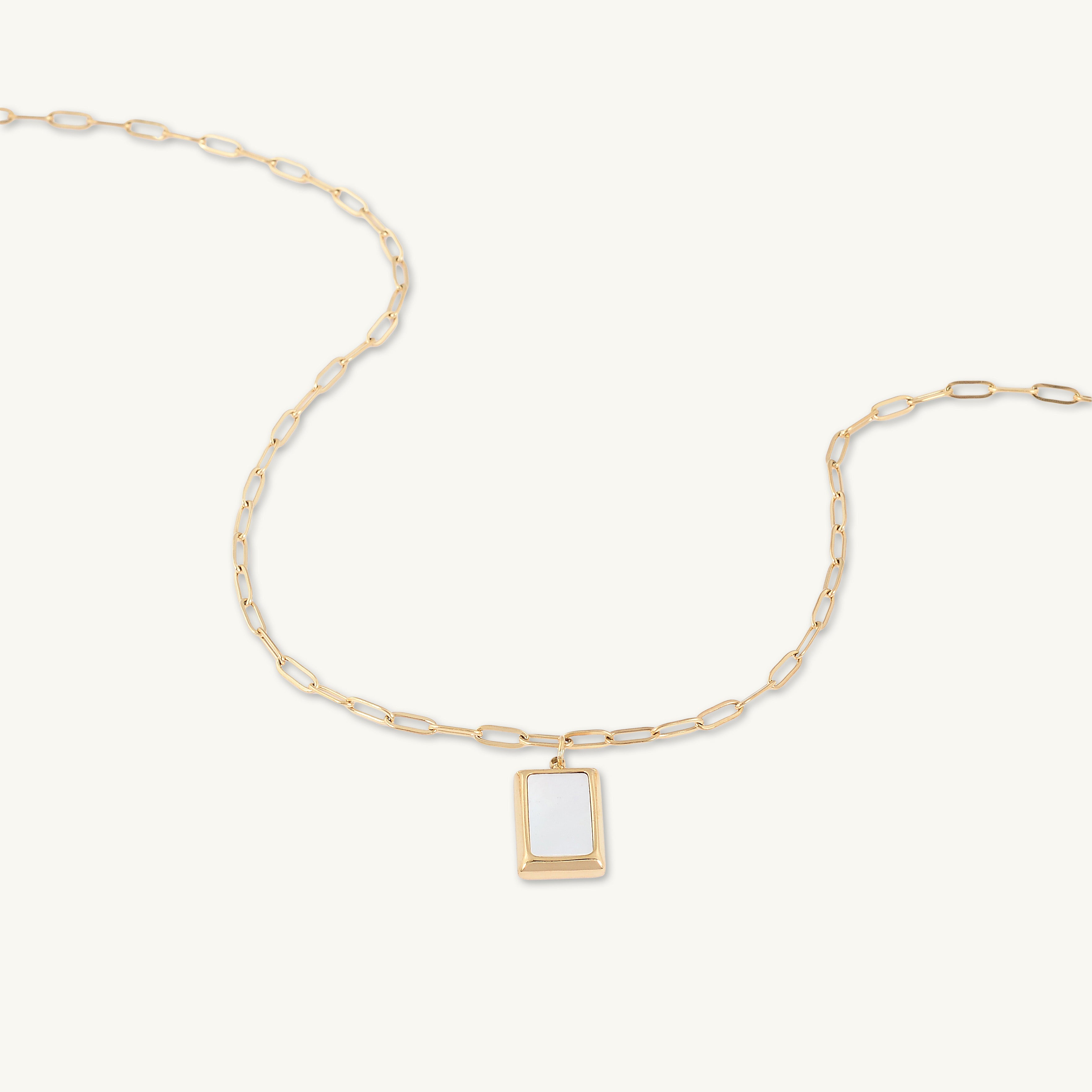 Mother Of Pearl Rectangular Link Necklace