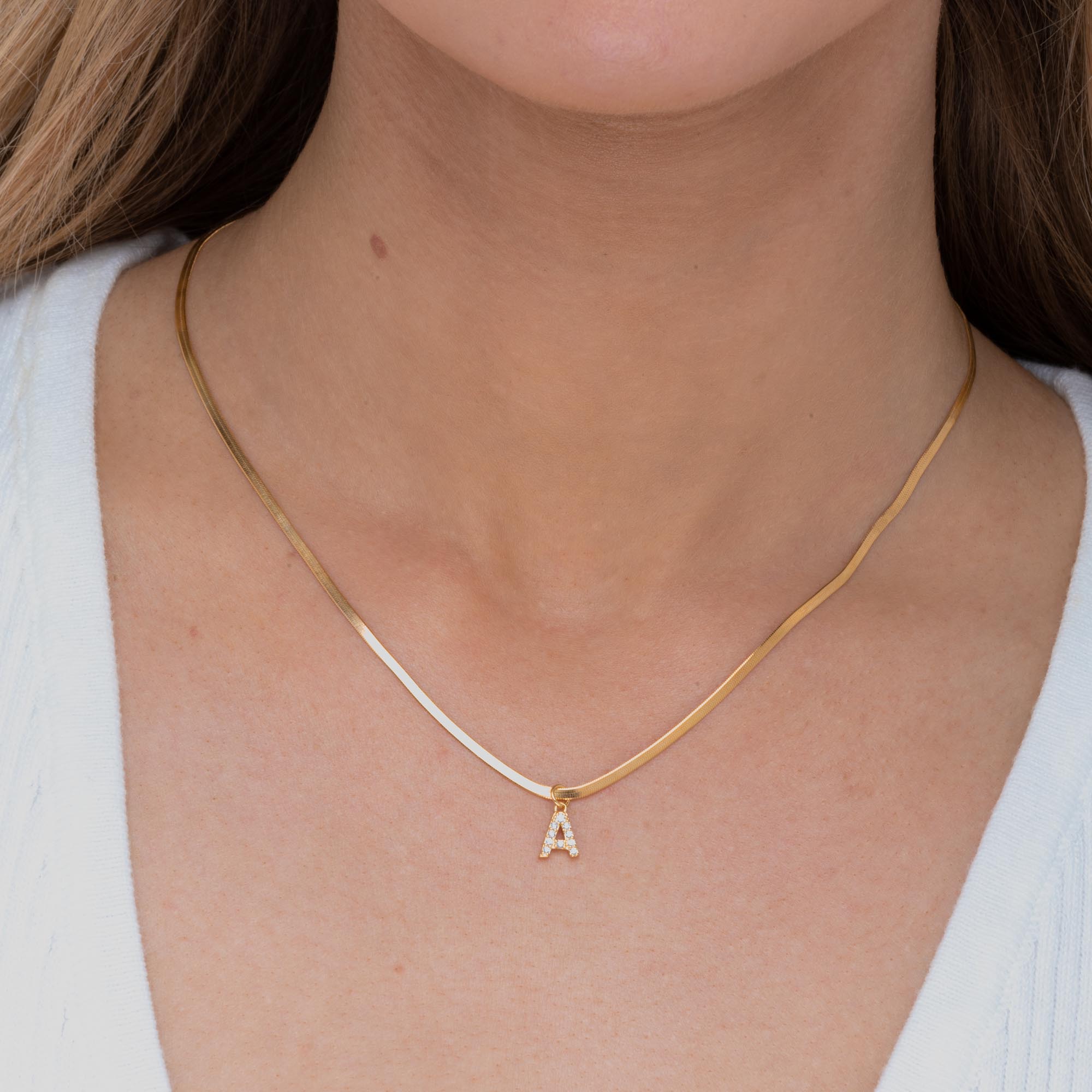 Sapphire Initial Herringbone Necklace