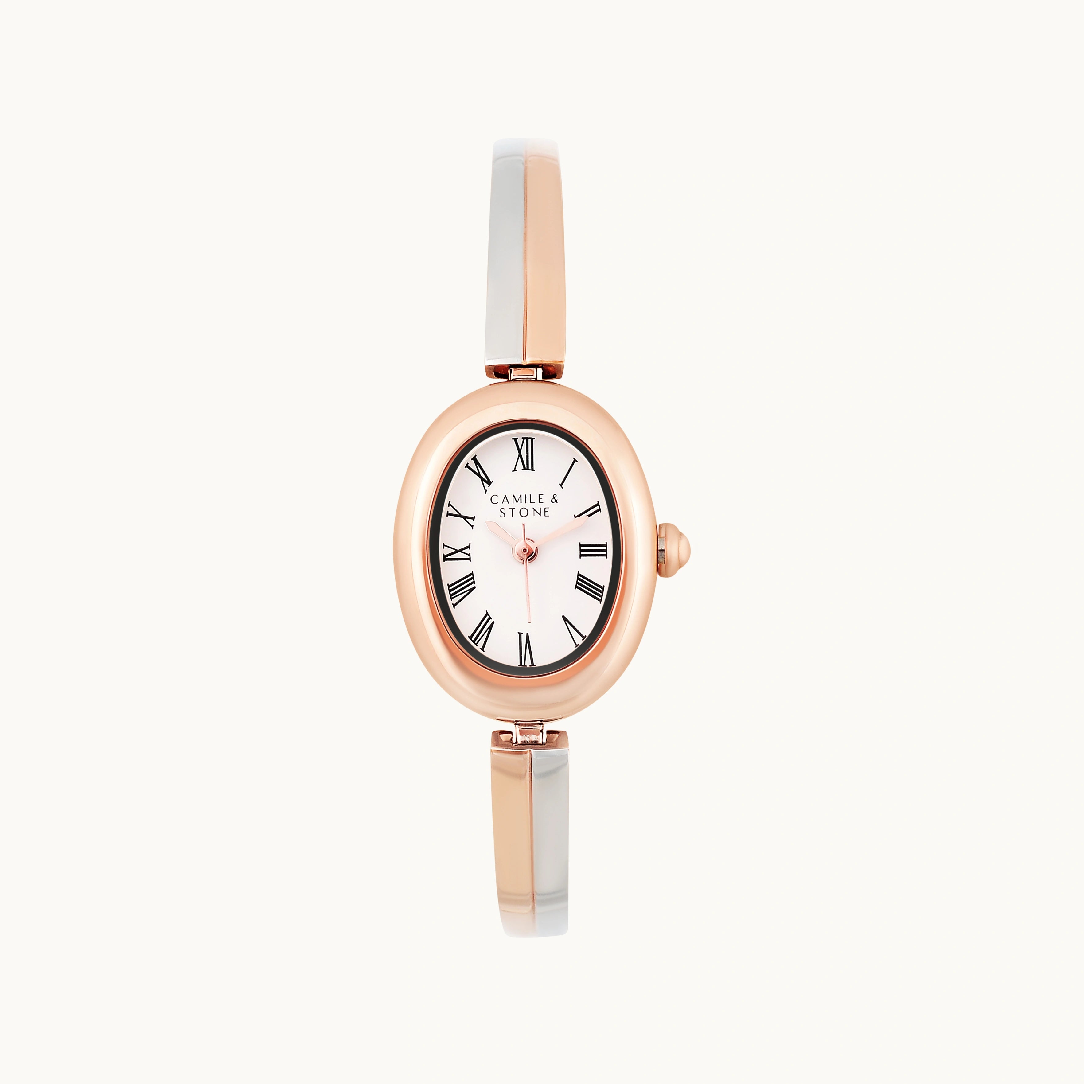 Audrey Two-Tone Oval Watch | Rose Gold