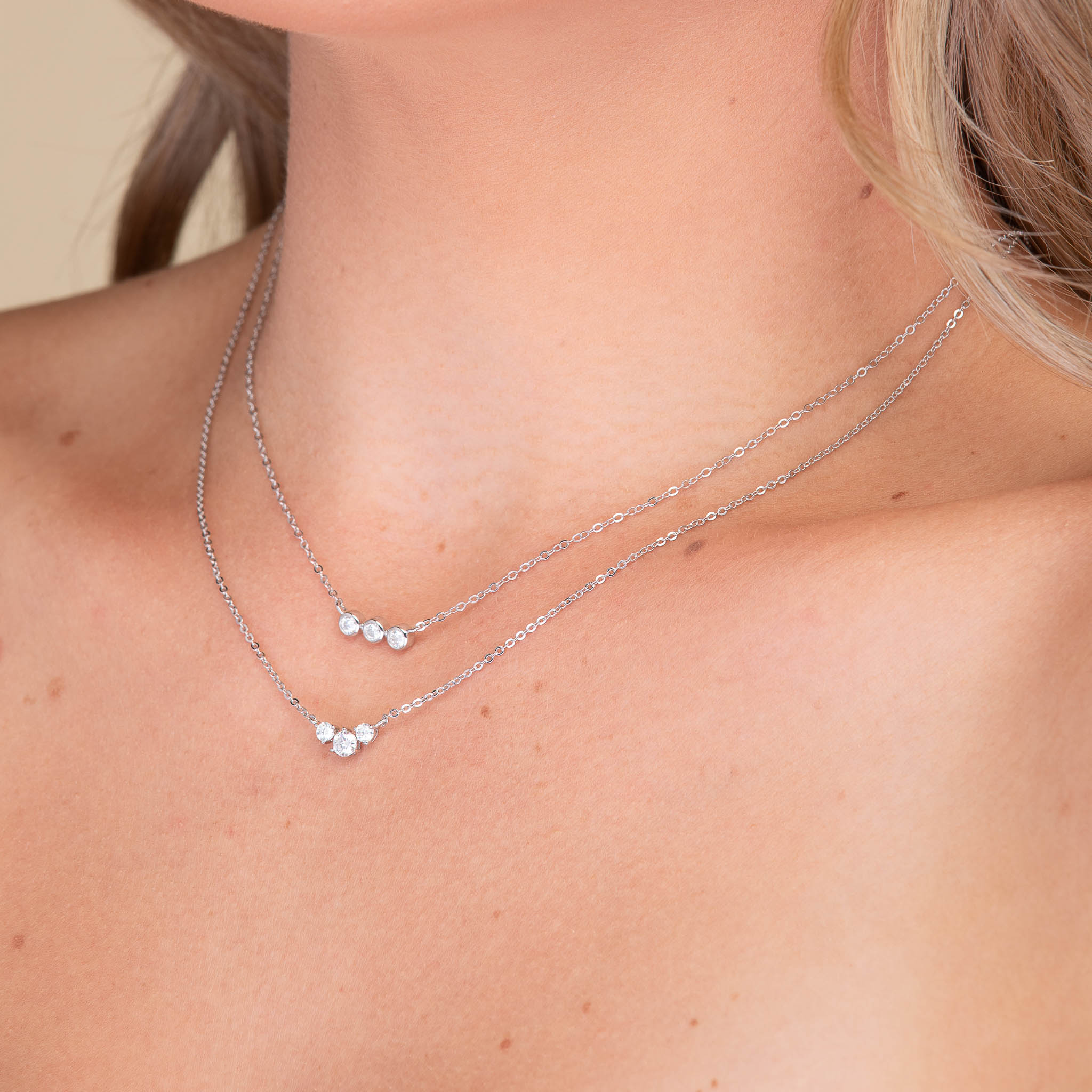 Trio Bezel Moissanite Necklace