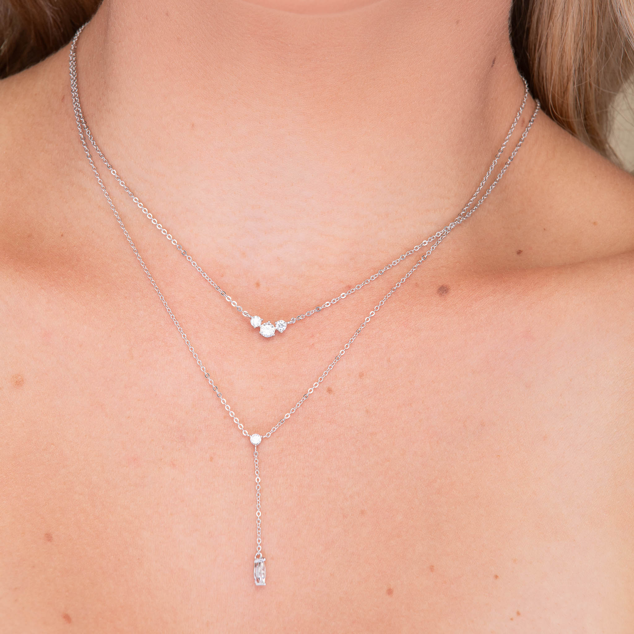 Trio Solitaire Moissanite Necklace