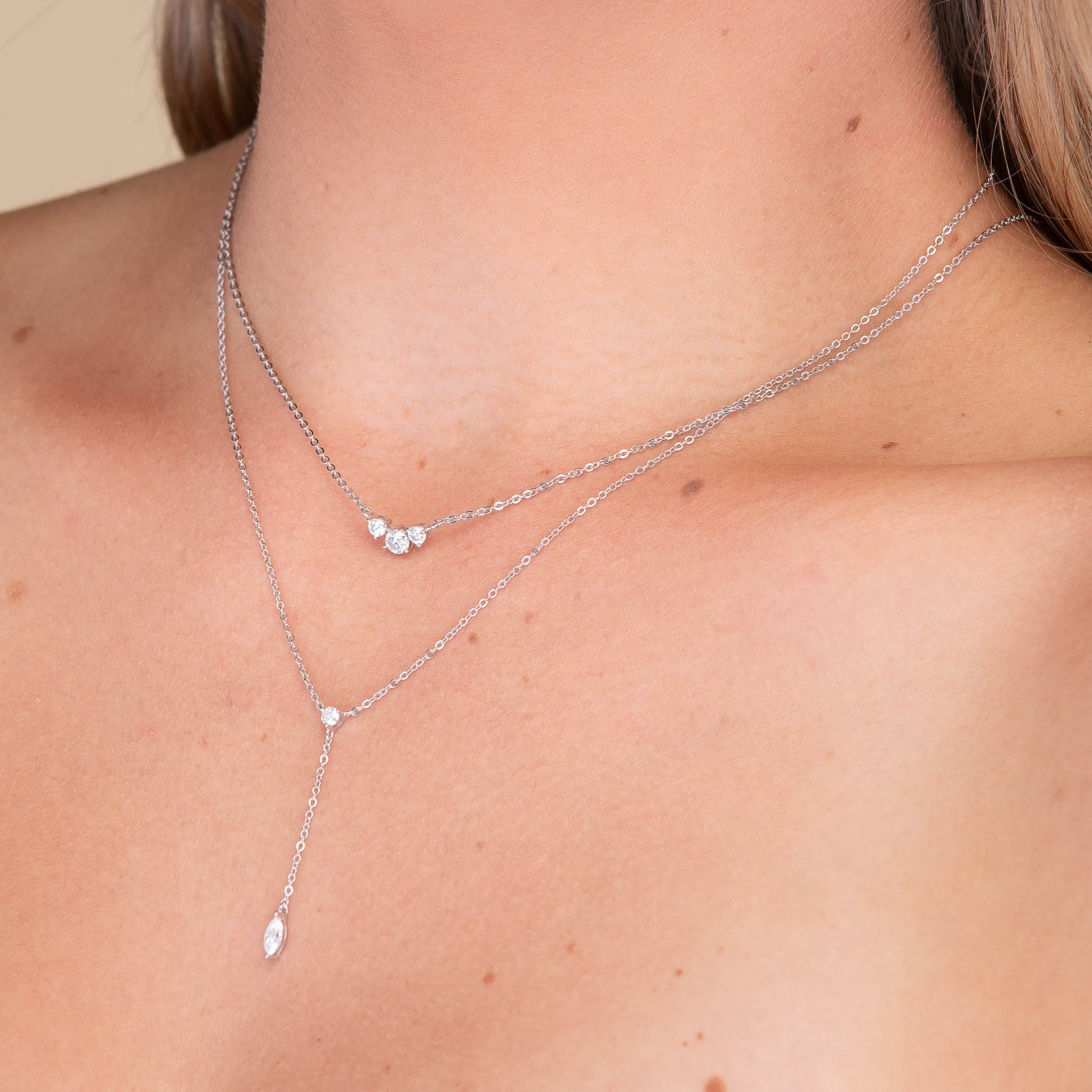 Marquise Y Drop Moissanite Long Necklace