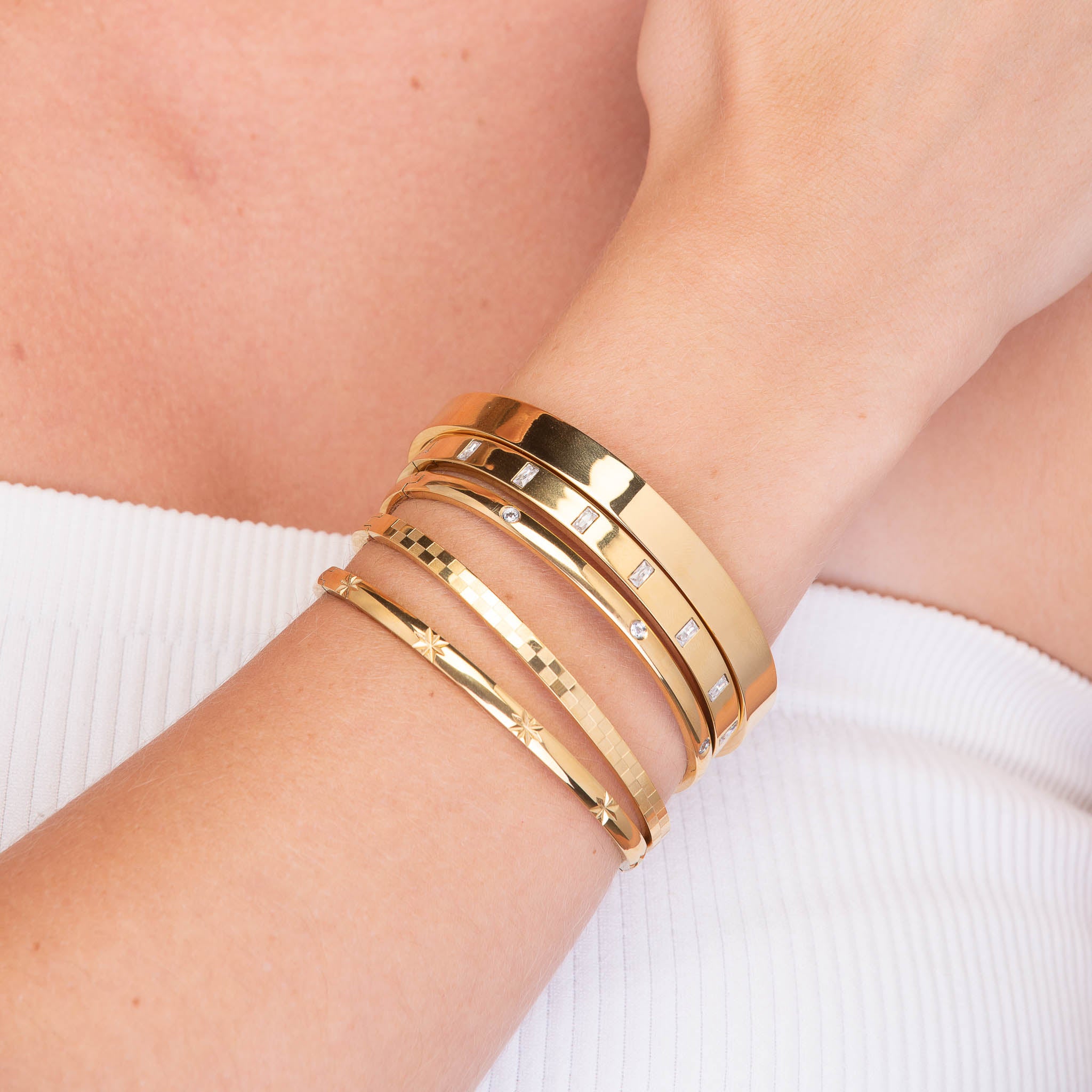 Baguette Hinged Bangle Bracelet