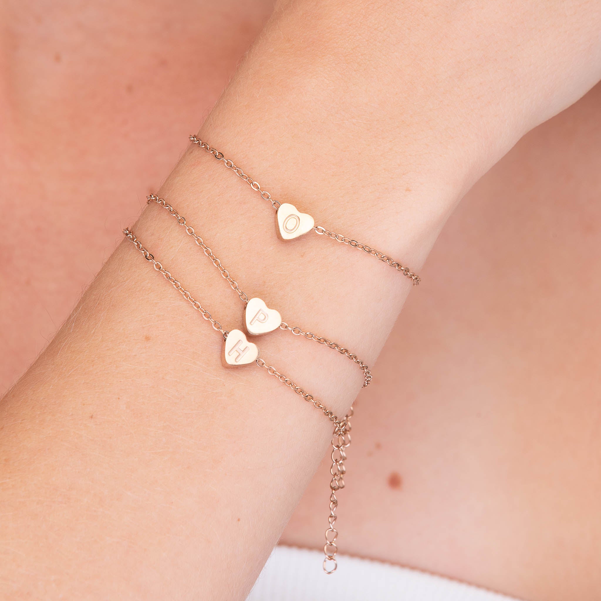 The Heart Pendant Initial Letter Bracelet