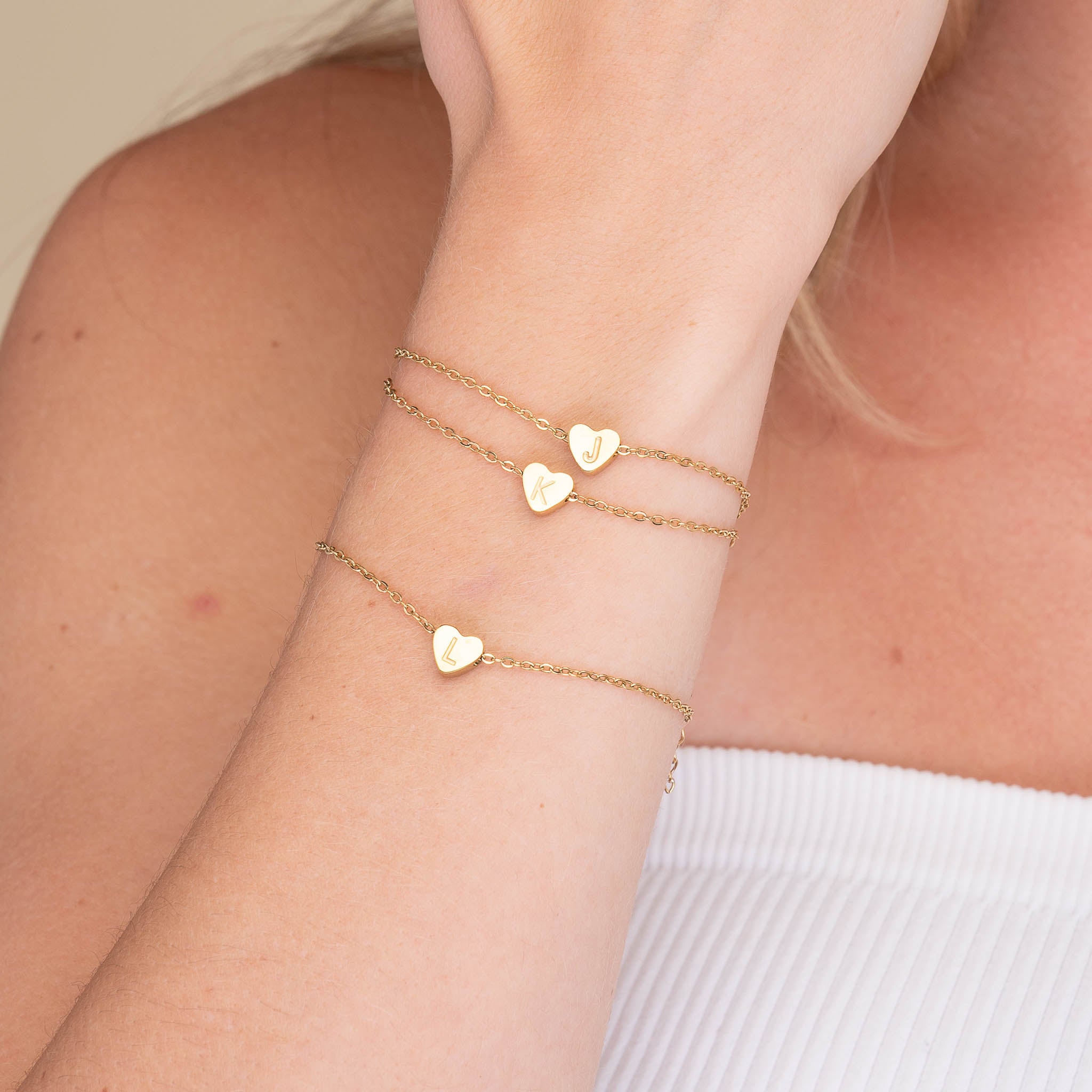 The Heart Pendant Initial Letter Bracelet