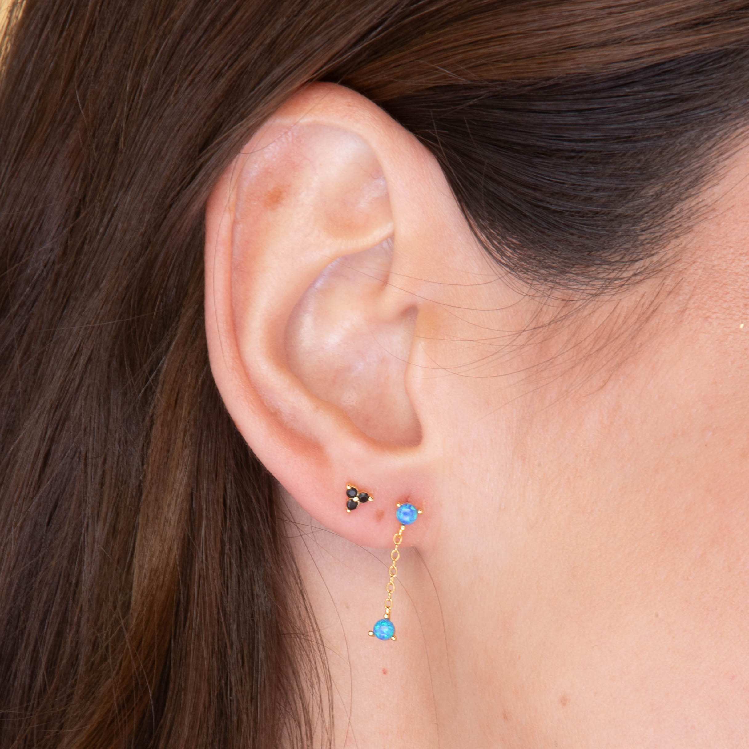 Blue Opal Dangling Stud Earrings