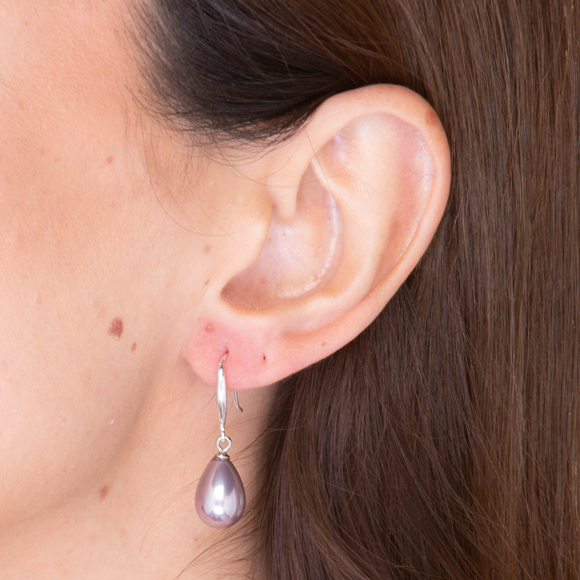 Purple Teardrop Pearl Drop Earrings