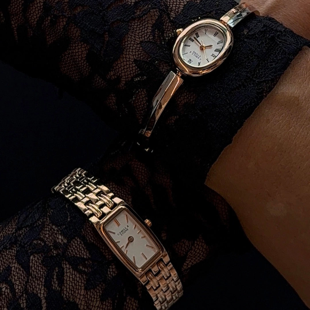 Audrey Two-Tone Oval Watch | Rose Gold
