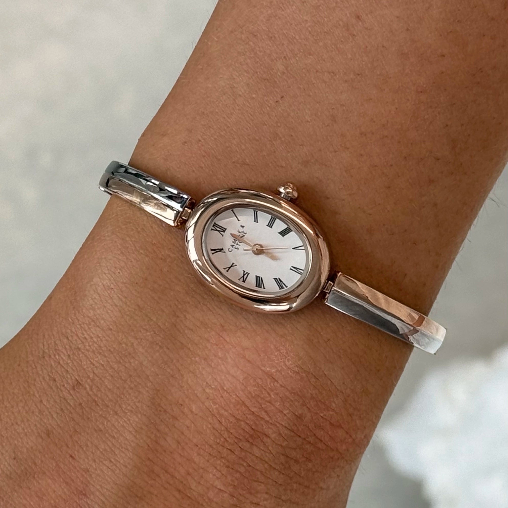 Audrey Two-Tone Oval Watch | Rose Gold
