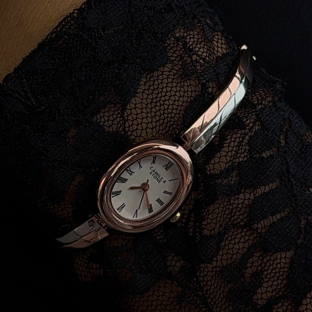 Audrey Two-Tone Oval Watch | Rose Gold