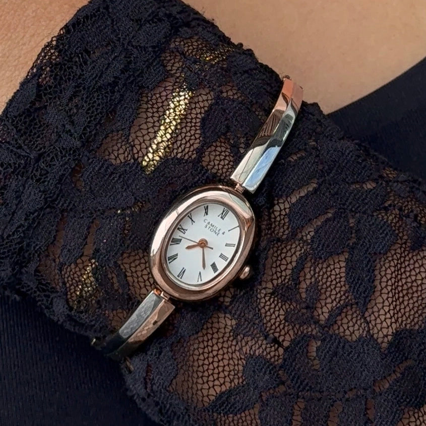 Audrey Two-Tone Oval Watch | Rose Gold