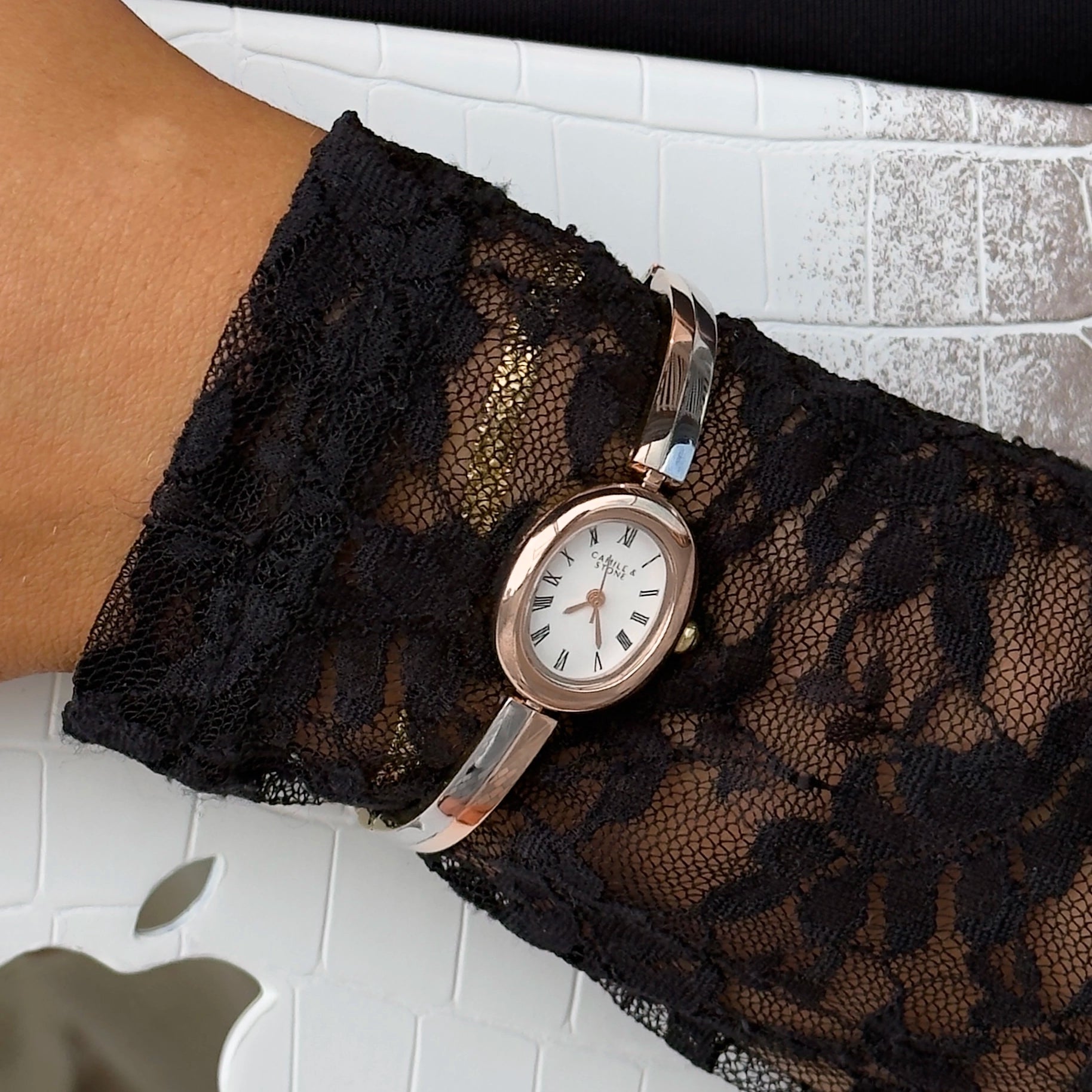Audrey Two-Tone Oval Watch | Rose Gold