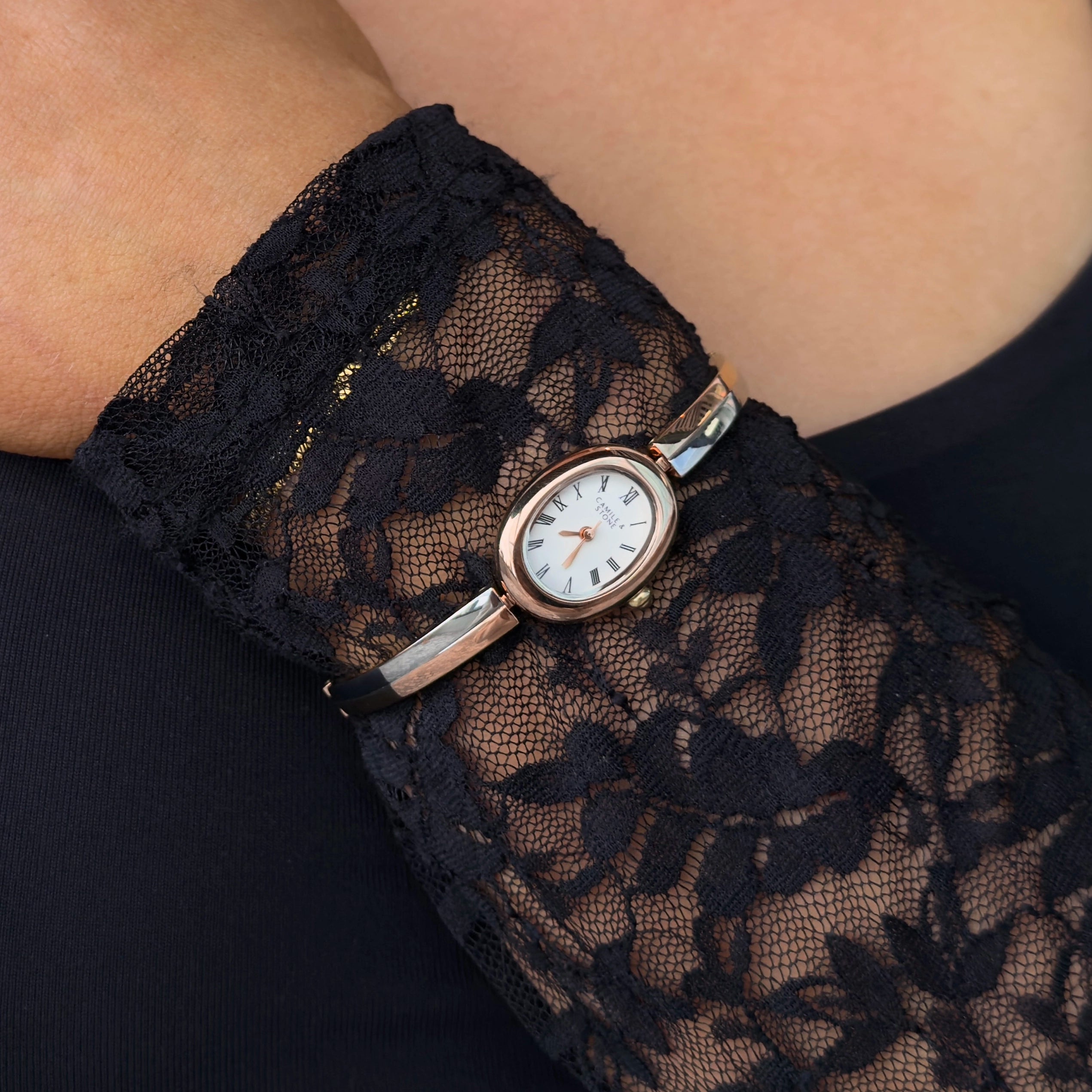 Audrey Two-Tone Oval Watch | Rose Gold